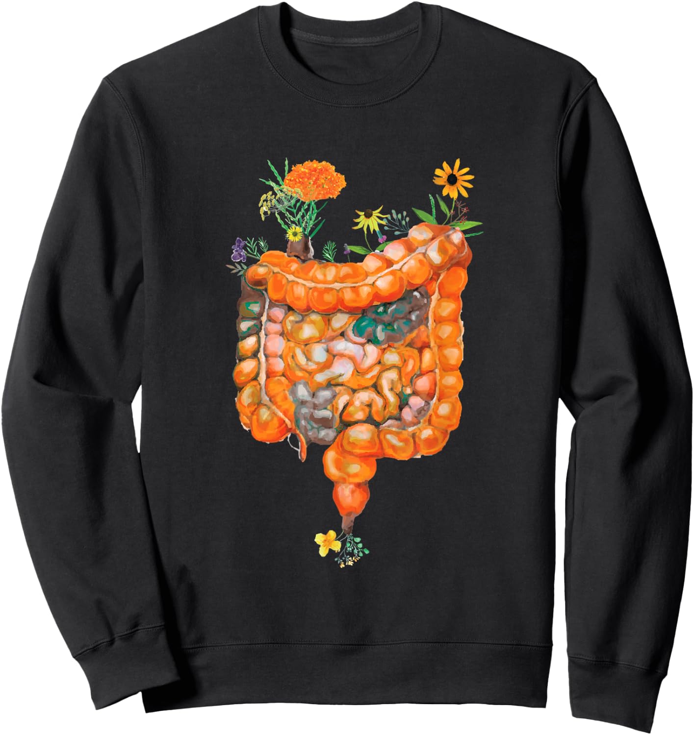 Funny Healthy Gut Flower and Intestines Sweatshirt - Sweatshirt | Black