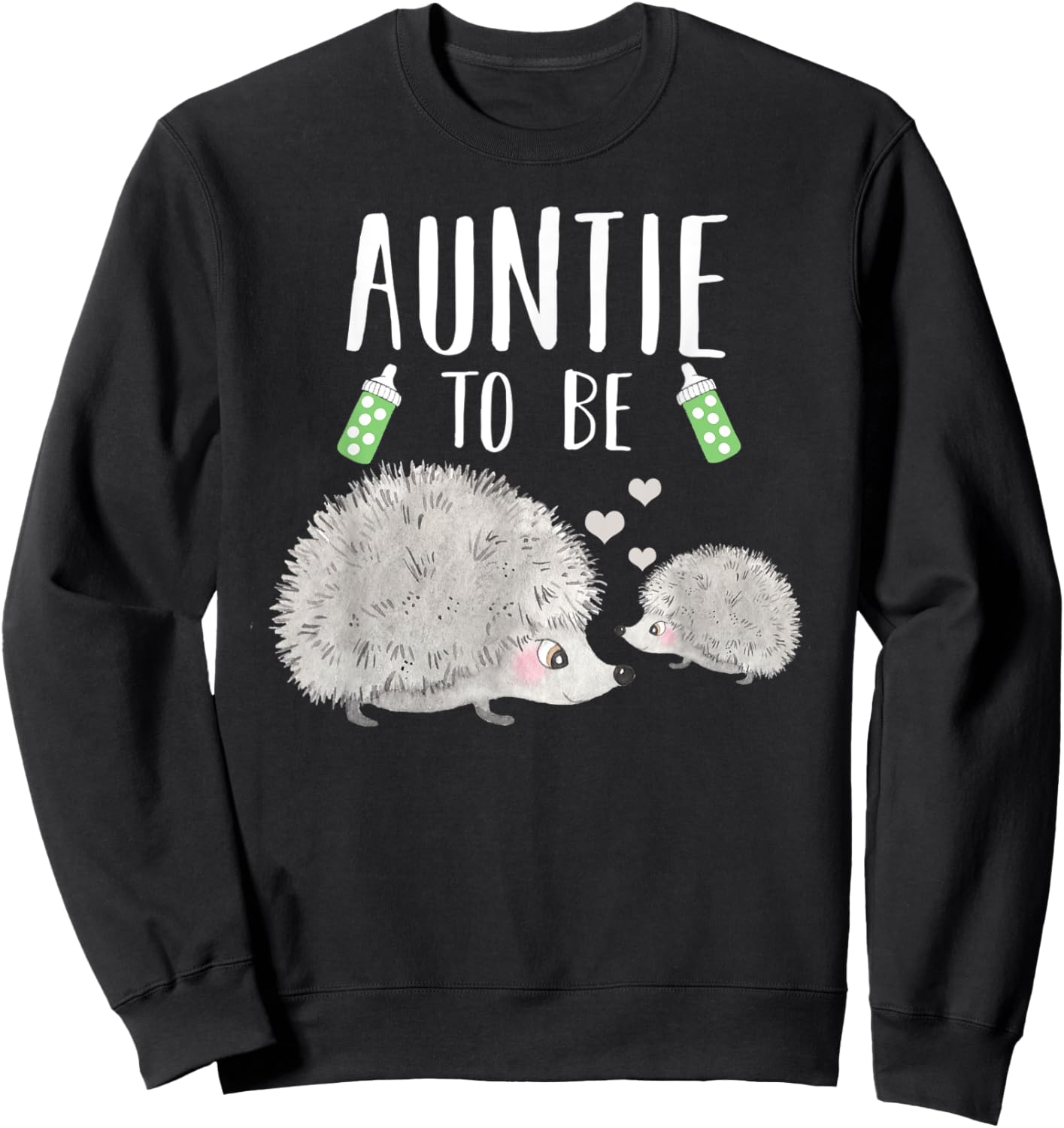 Auntie To Be Hedgehog Baby Shower Cute Woodland Animal Sweatshirt - Sweatshirt | Black