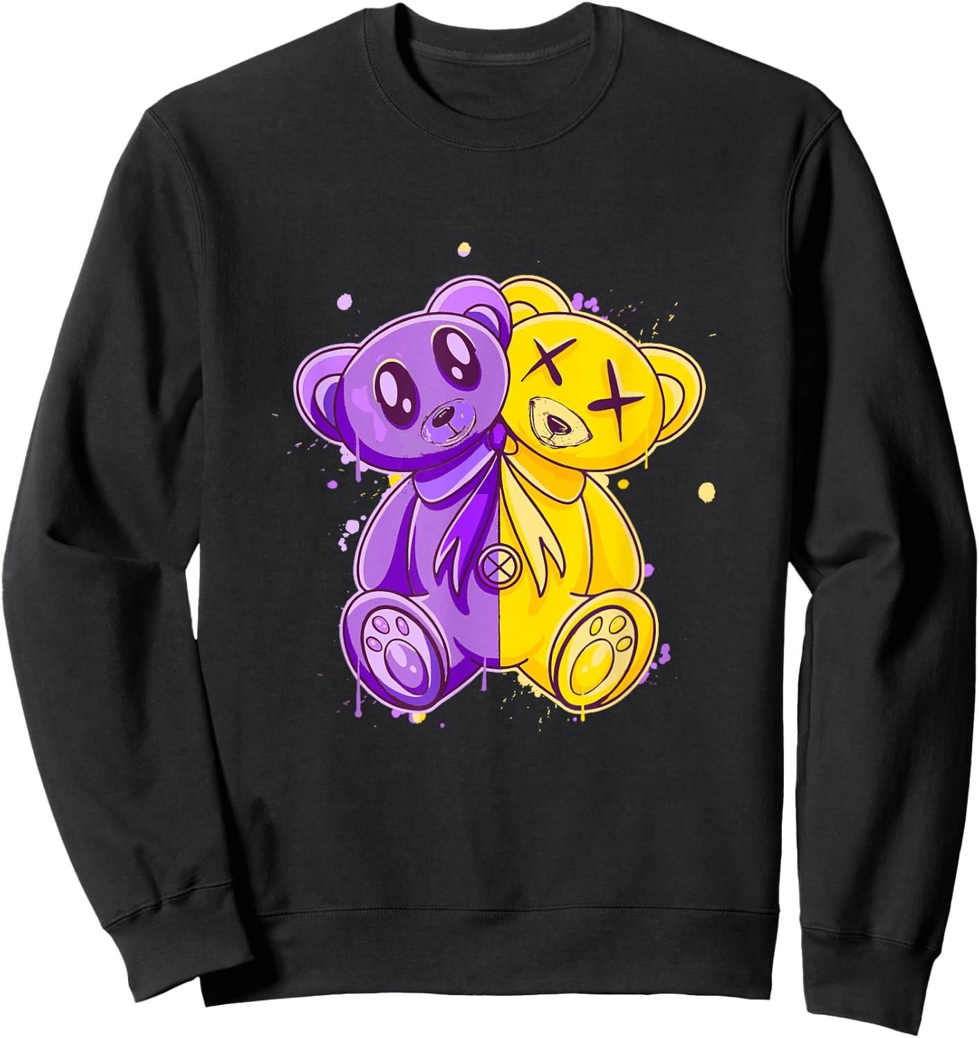 Purple and Golds Evil Twin-gold & Purple Color Graphic Sweatshirt - Sweatshirt | Black