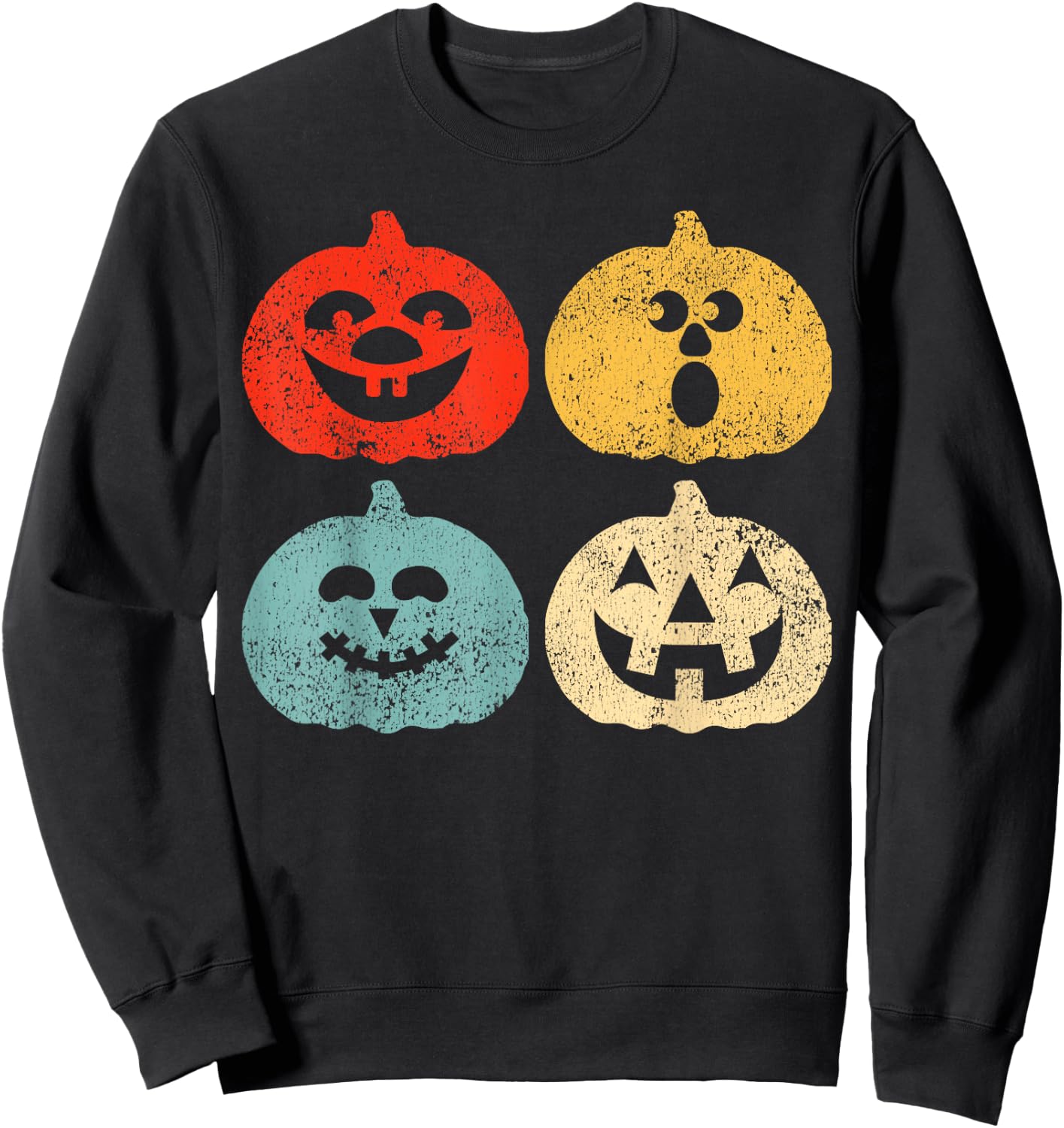 Vintage Halloween Pumpkin Women, Men, Kids, Funny Retro Gift Sweatshirt - Sweatshirt | Black