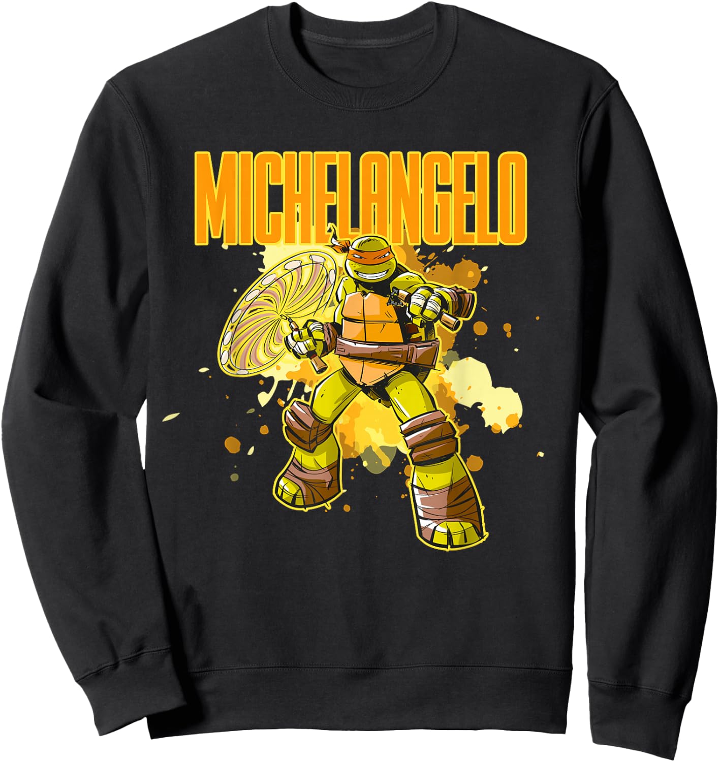 Michelangelo - Orange Splatter Paint Sweatshirt - Sweatshirt | Black