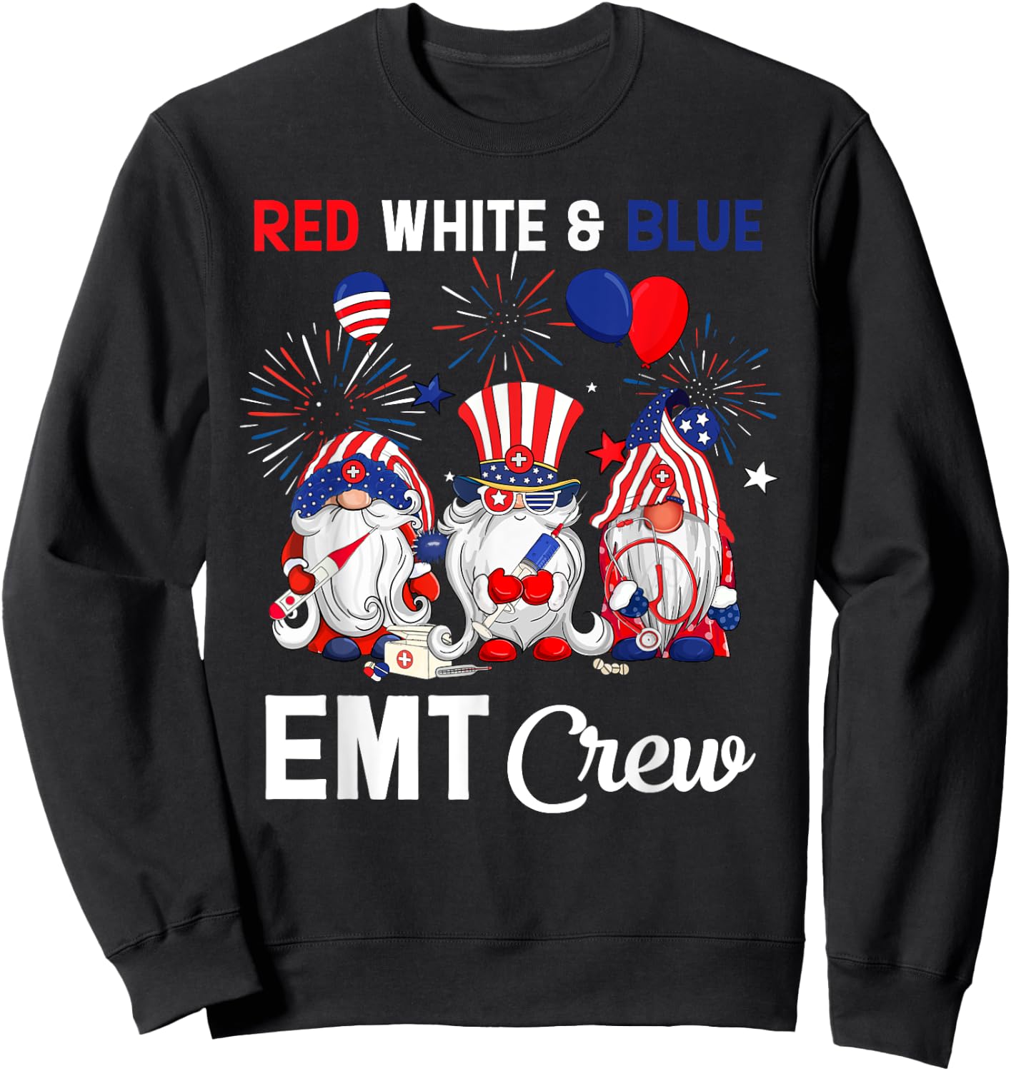 Red White & Blue American EMT Crew 4th Of July Men Sweatshirt - Sweatshirt | Black