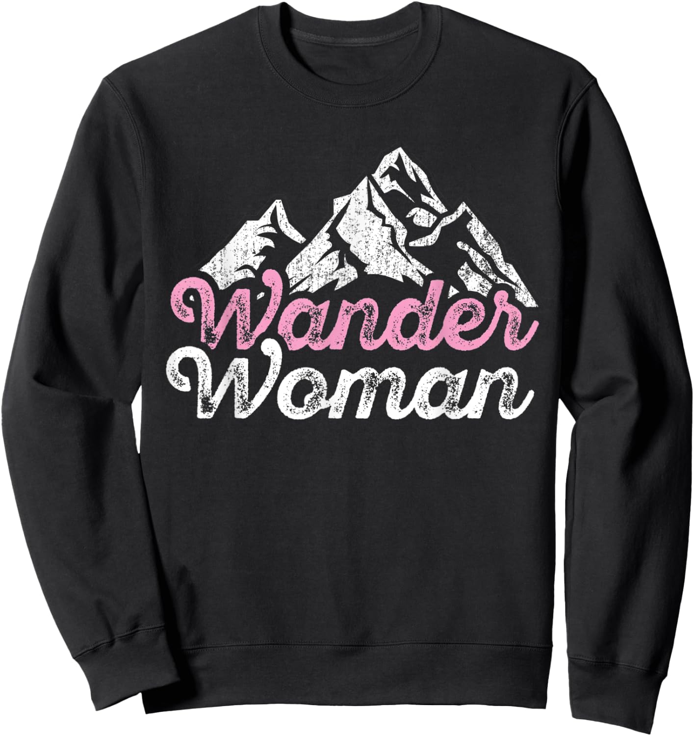 Wander Woman Mountain Camping Hiking Girls Outdoor Forest Sweatshirt - Sweatshirt | Black