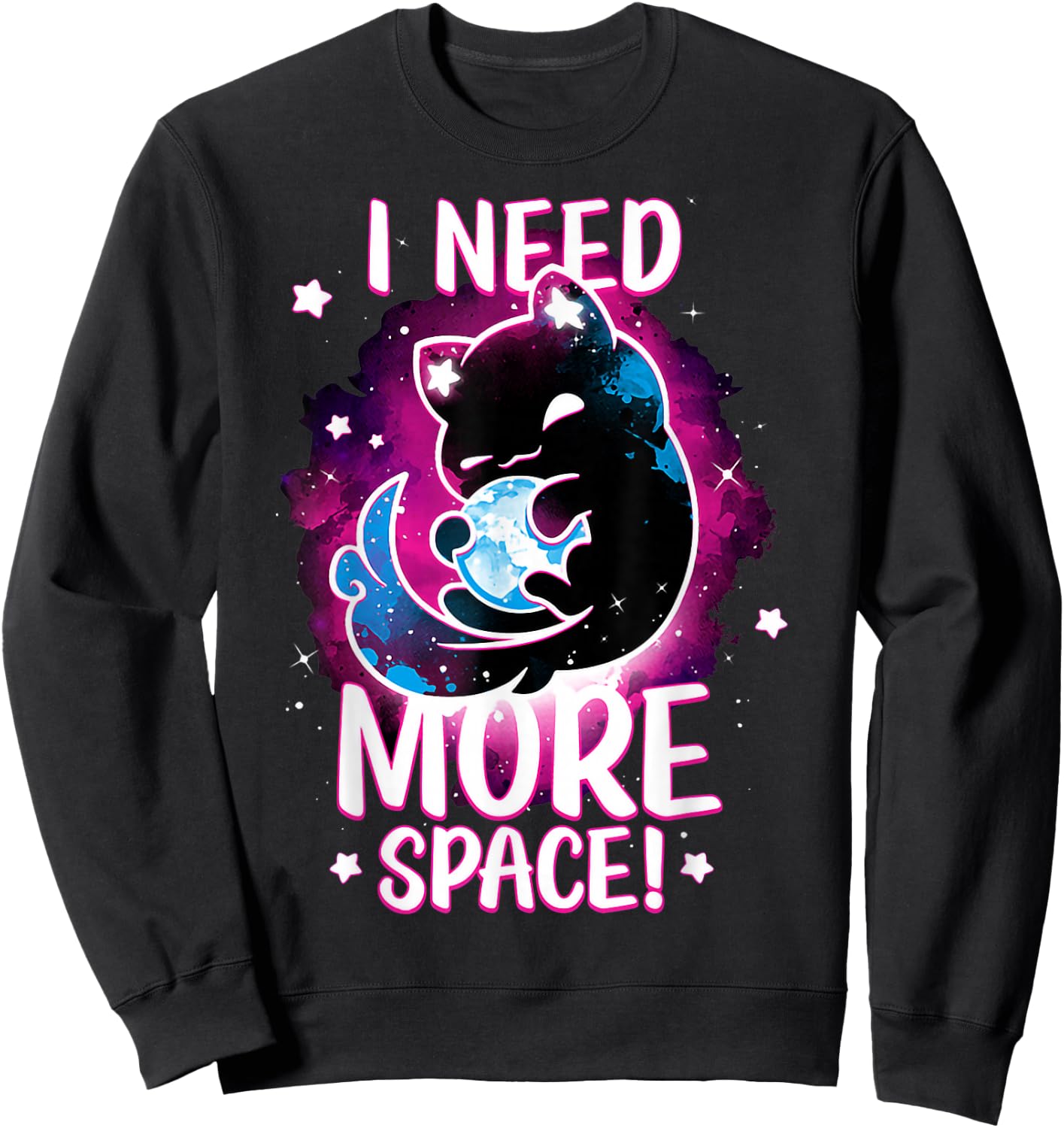 I Need More Space Astronaut Cat In Outer Space Sweatshirt - Sweatshirt | Black