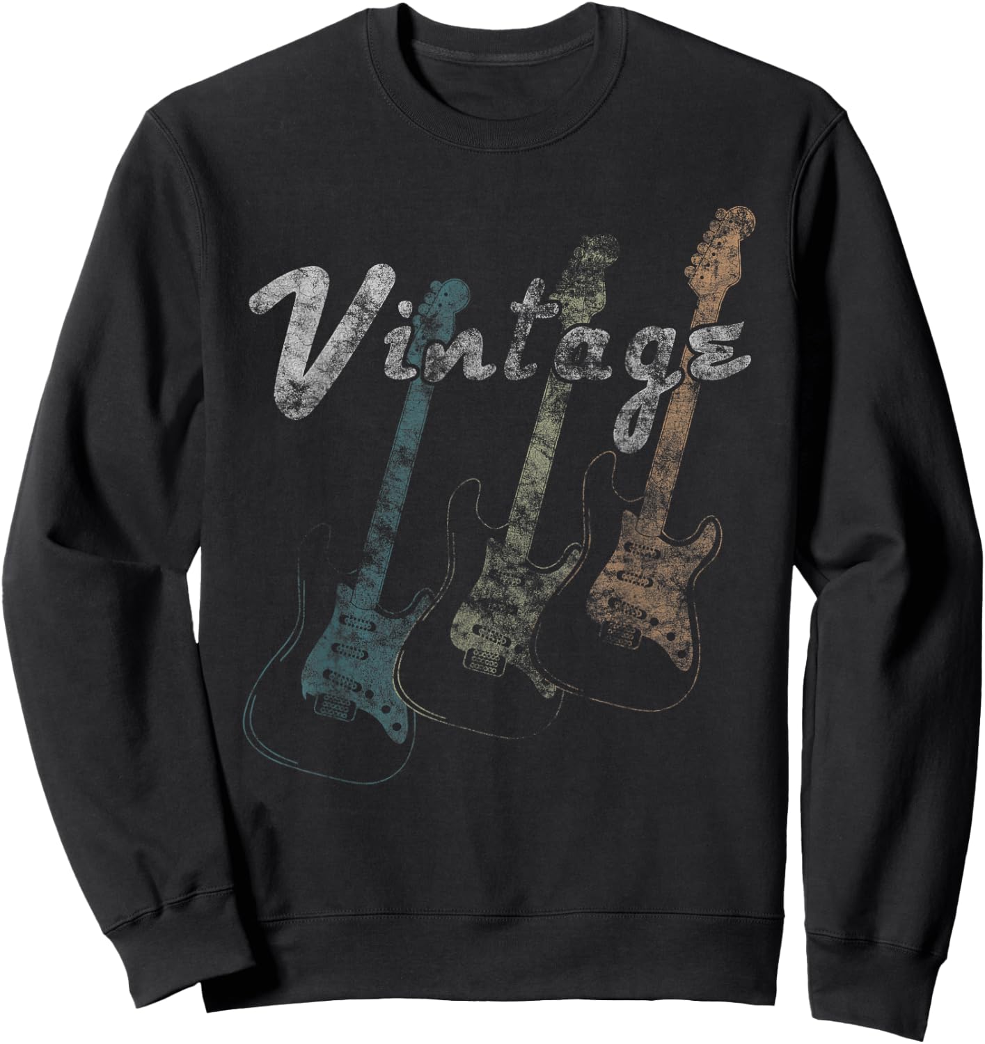 Vintage Rare Guitar Collector Retro Guitar Player Sweatshirt - Sweatshirt | Black