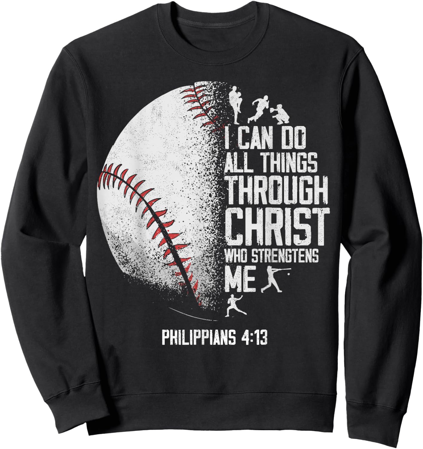 Baseball Fan Bible Quote Vintage I Can Do All The Things Sweatshirt - Sweatshirt | Black