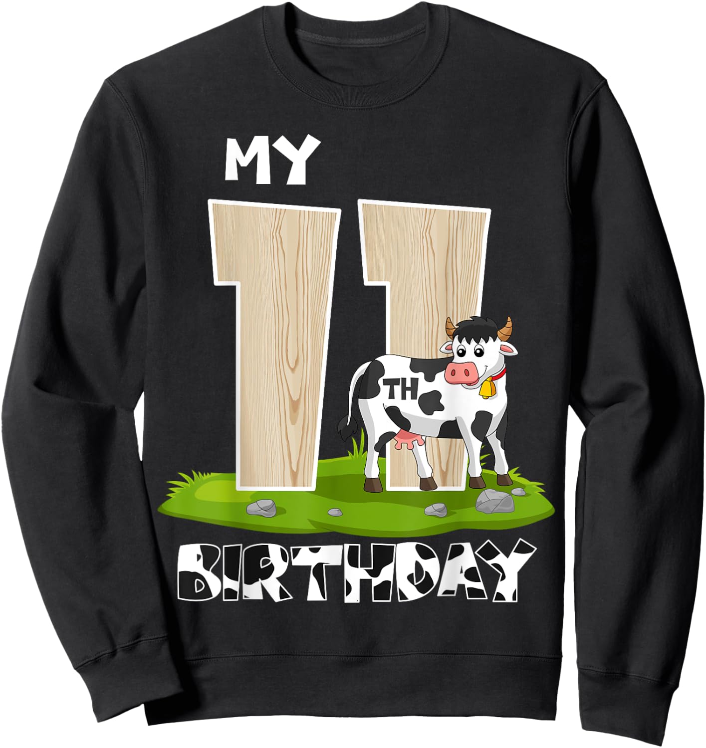 My 11th Birthday Farm Animal Theme11 Year Old B-Day Party Sweatshirt - Sweatshirt | Black