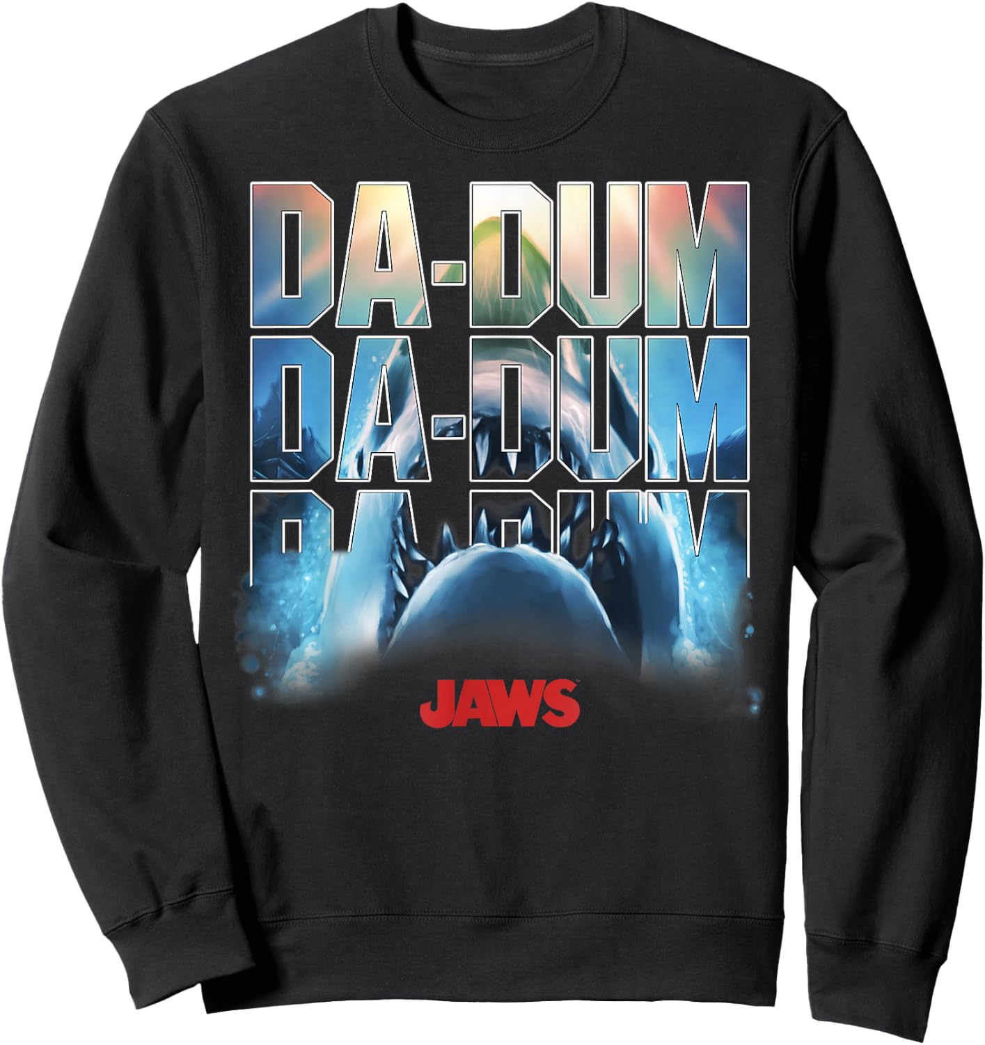 Jaws Da-Dum Da-Dum Da-Dum Build-Up Fill Logo Sweatshirt - Sweatshirt | Black
