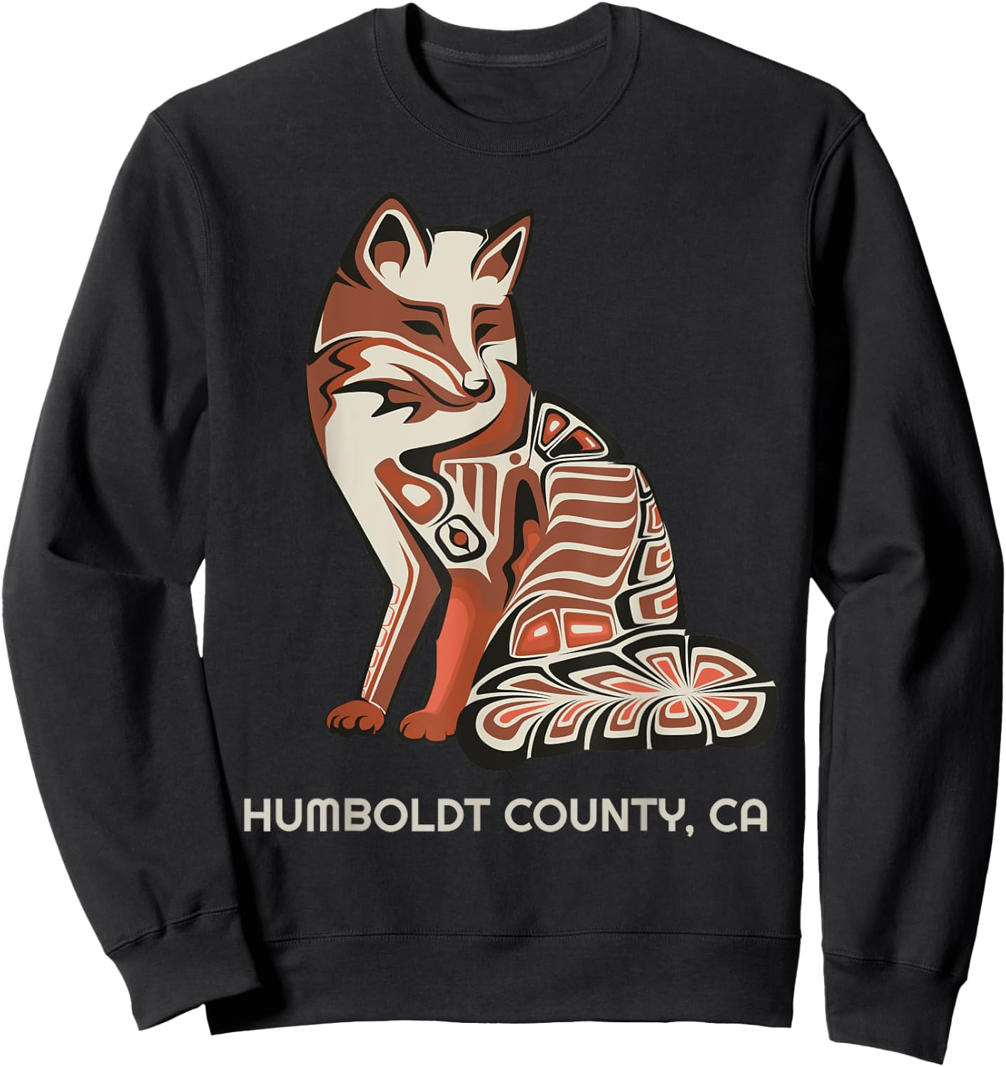 California Humboldt County Tribal Fox Native American Sweatshirt - Sweatshirt | Black
