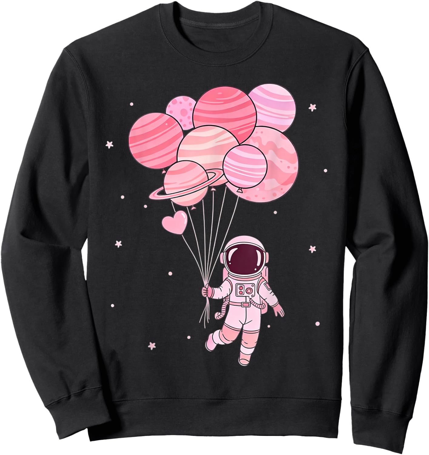Astronaut Planets Funny Space Lovers Kids Girls Women Sweatshirt - Sweatshirt | Black