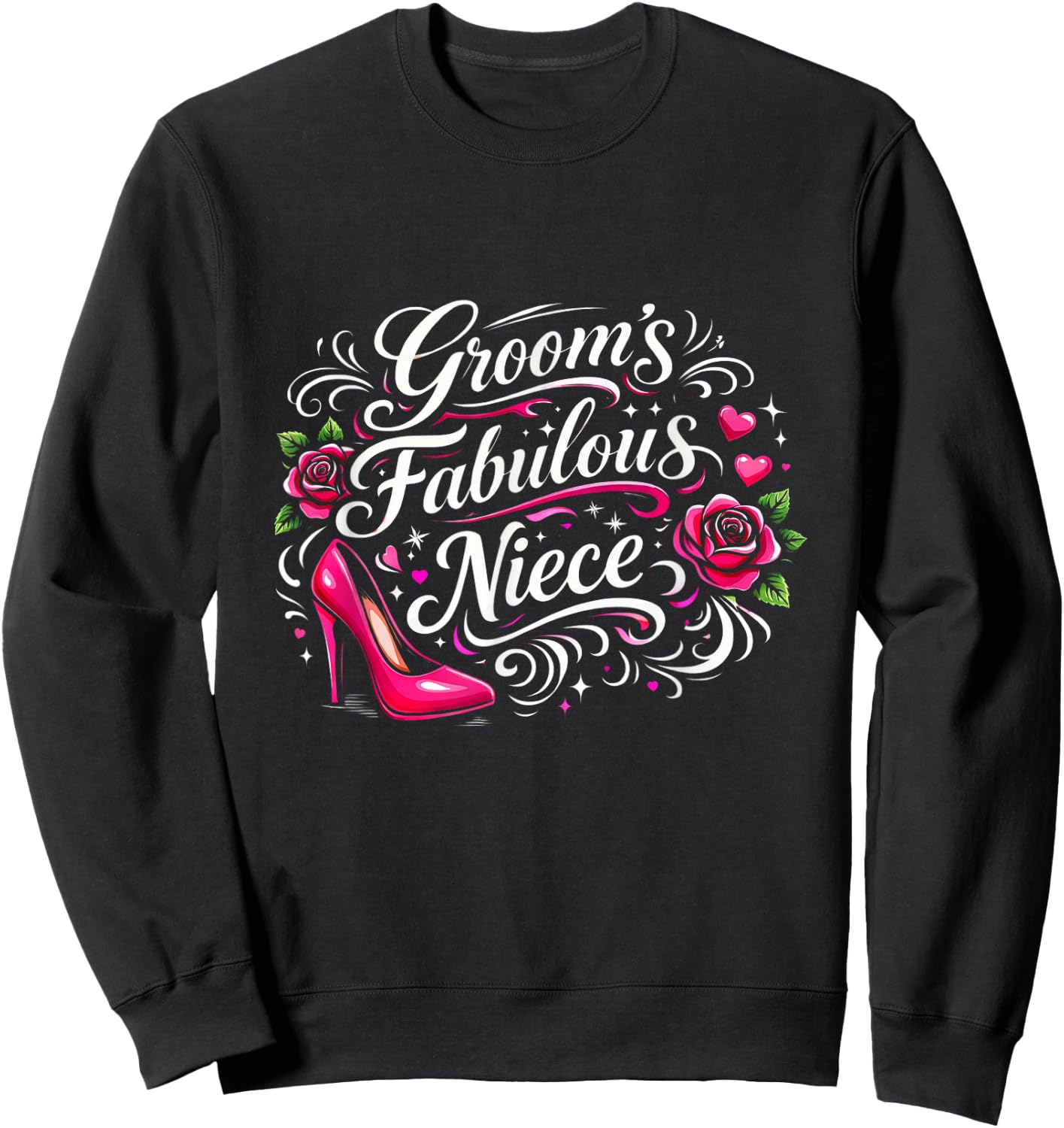 Groom's Fabulous Niece Wedding Crew Elegant Family Matching Sweatshirt - Sweatshirt | Black