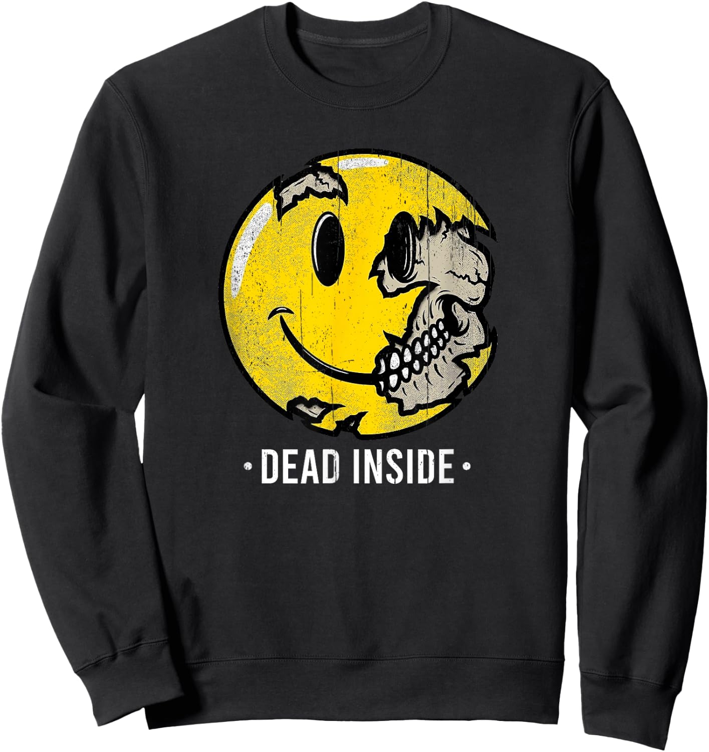 I'm Dead Inside Sad Smile Face Skeleton Vintage Halloween Sweatshirt - Sweatshirt | Black