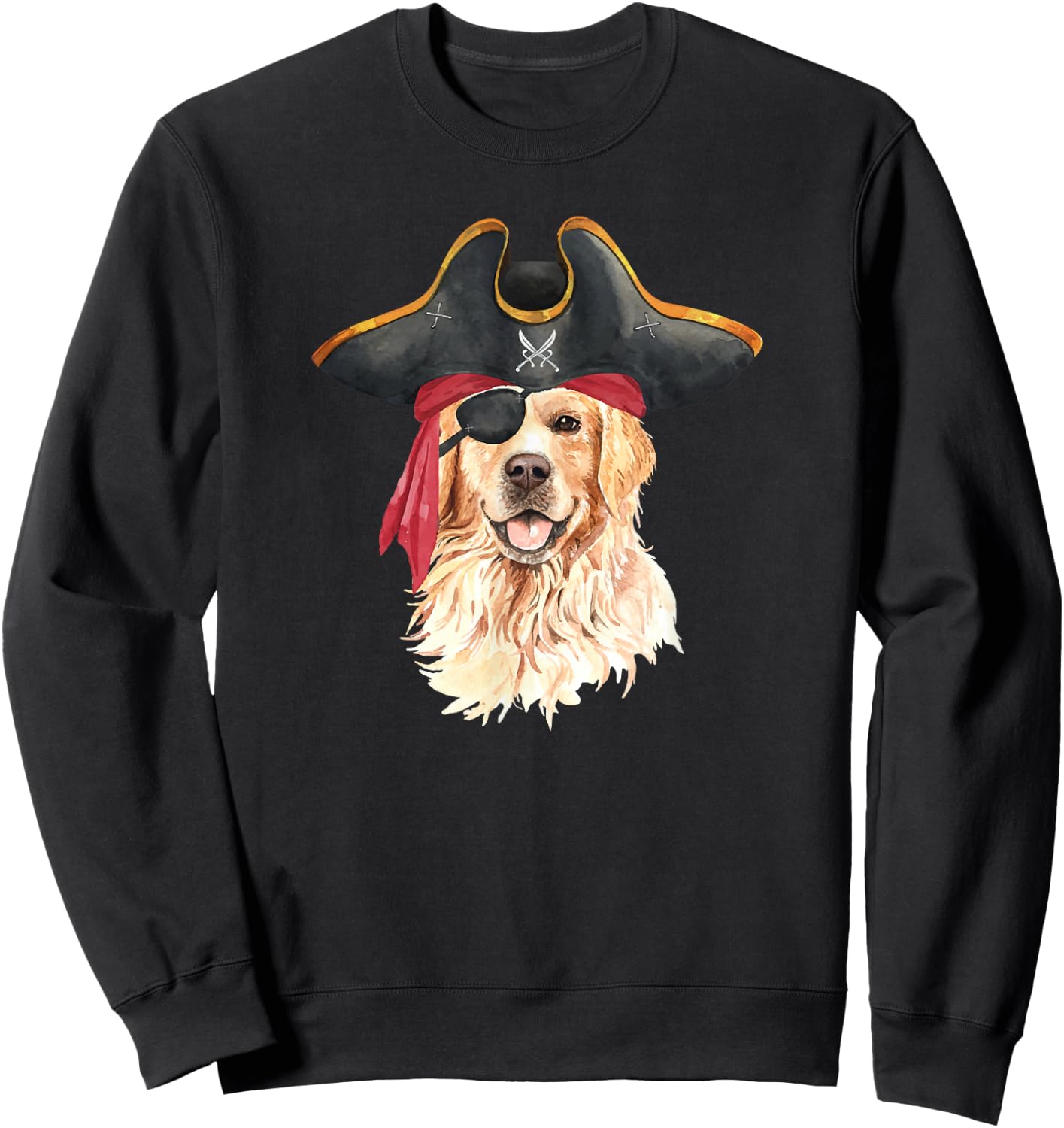 Golden Retriever In Pirate Costume Dog Lovers Women Kids Sweatshirt - Sweatshirt | Black