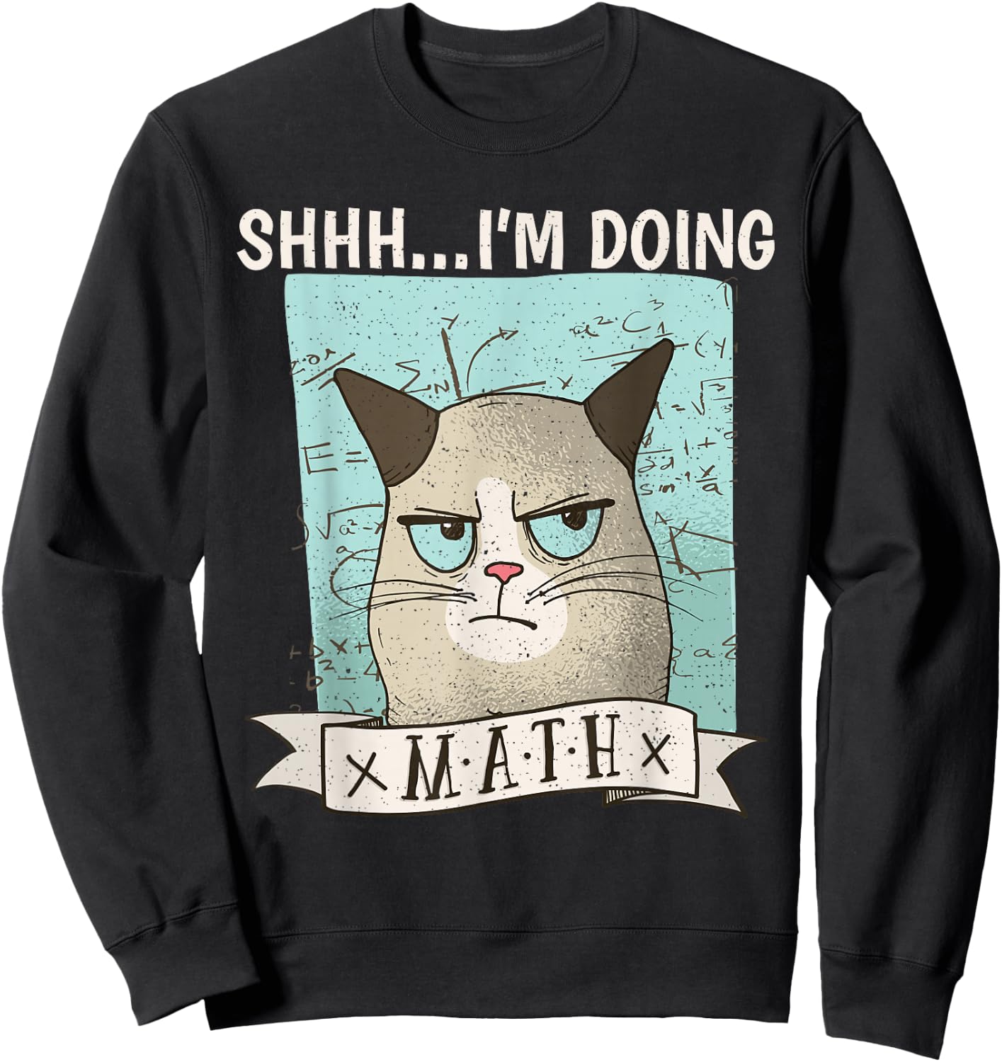 Shh... I´m doing Math Cat School Algebra Funny Mathematics Sweatshirt - Sweatshirt | Black