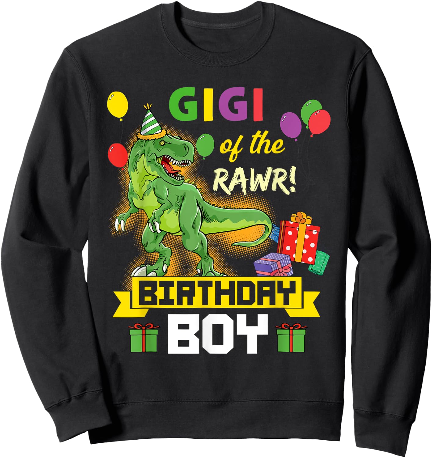 Gigi of the Birthday Boy Dinosaur Celebration Graphic Sweatshirt - Sweatshirt | Black