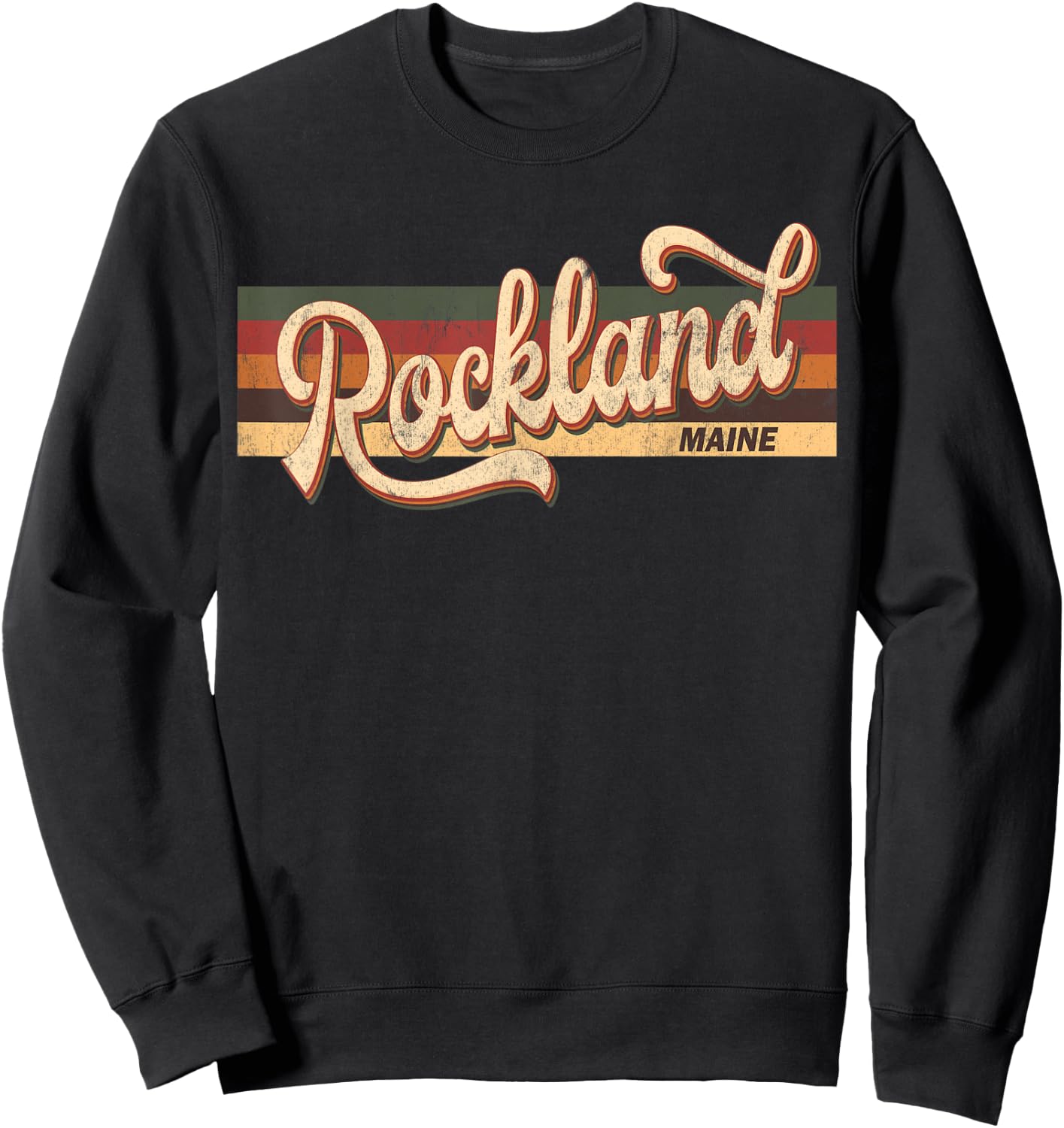 Rockland Maine State USA Retro Vintage 70s 80s Sweatshirt - Sweatshirt | Black