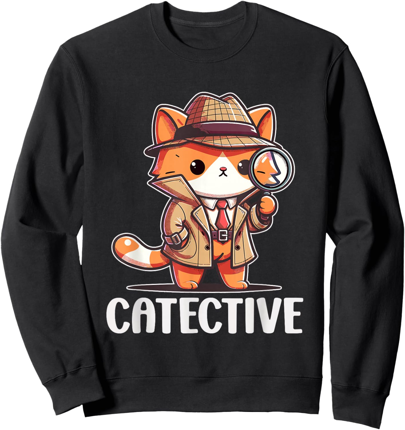 Private Investigator PI Funny Cat Detective Pun Spy Sweatshirt - Sweatshirt | Black