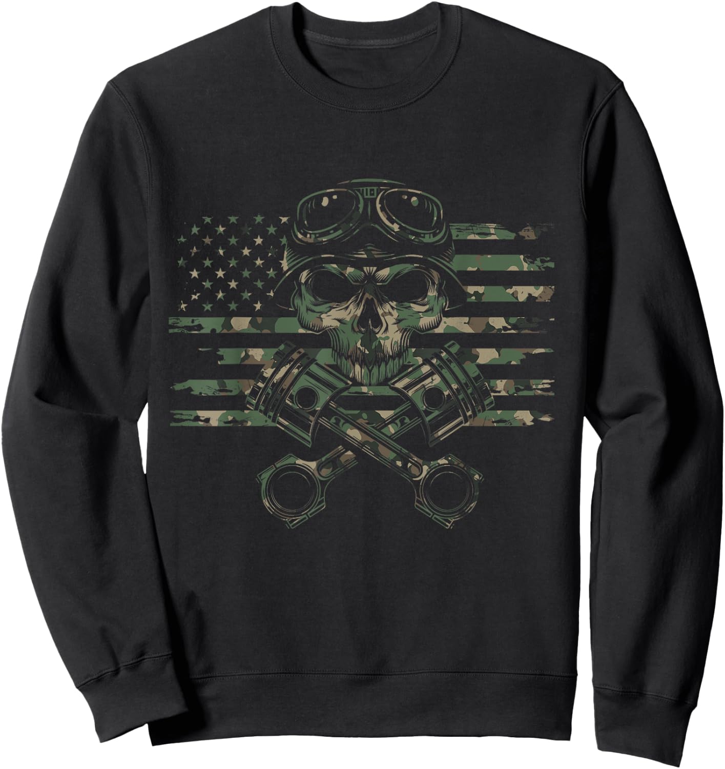 American Flag Camouflage Motorcycle Apparel - Motorcycle Sweatshirt - Sweatshirt | Black