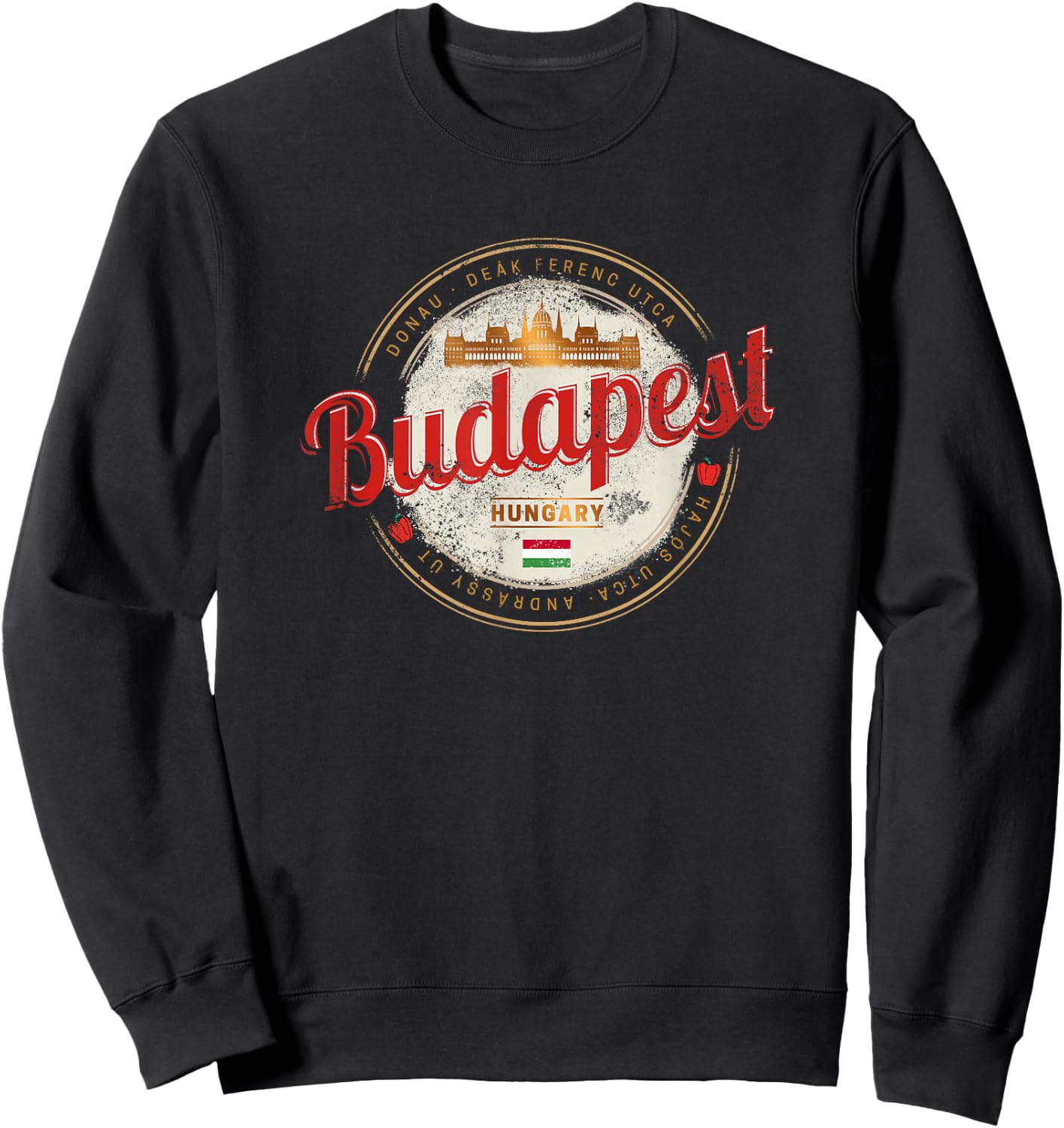Budapest Design Hungary Vintage Parliament Souvenir Sweatshirt - Sweatshirt | Black