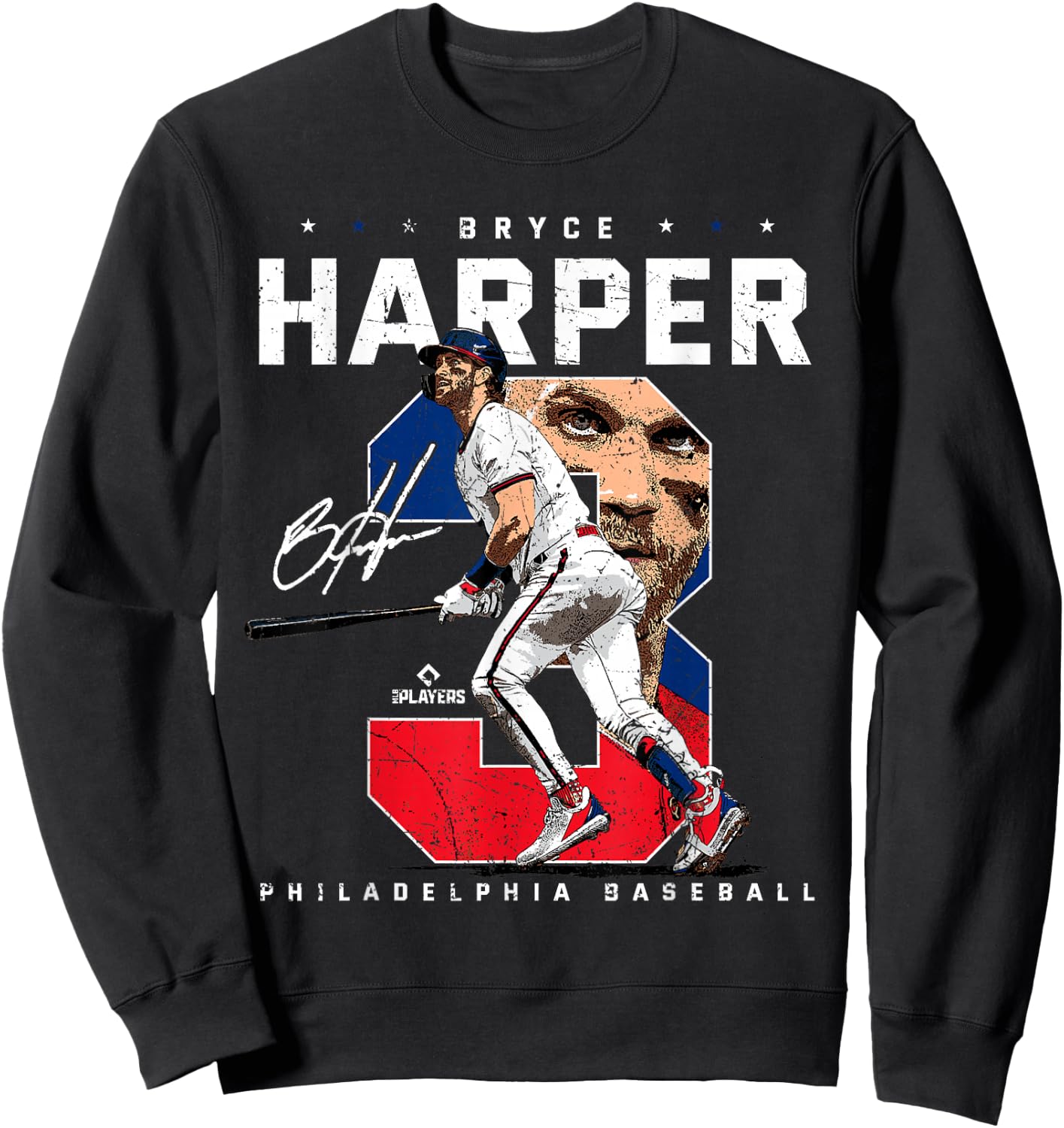 Bryce Harper Number Portrait Bam Bam Pennsylvania MLBPA Sweatshirt - Sweatshirt | Black