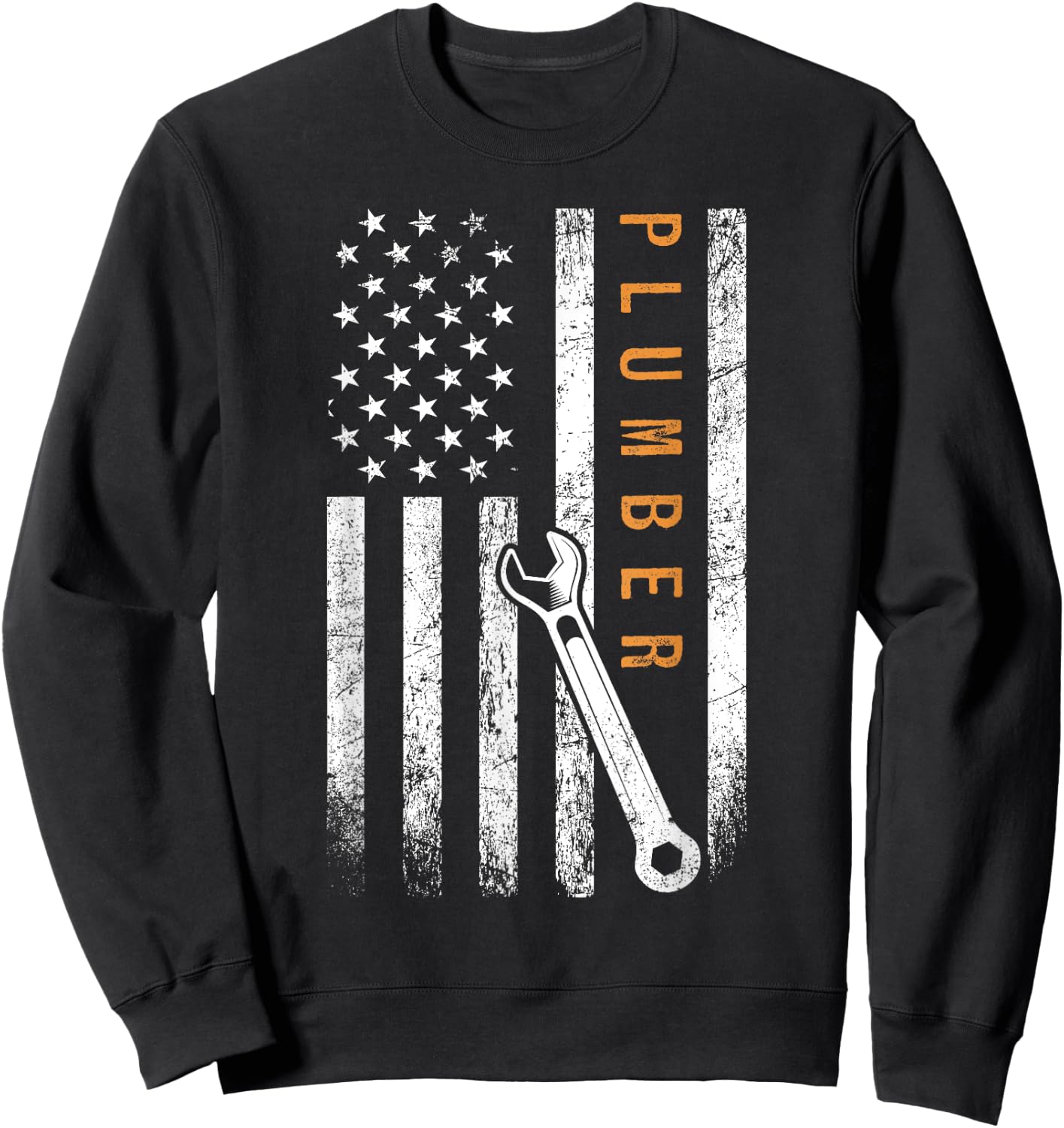 Plumber American Flag Design Plumbing Sweatshirt - Sweatshirt | Black