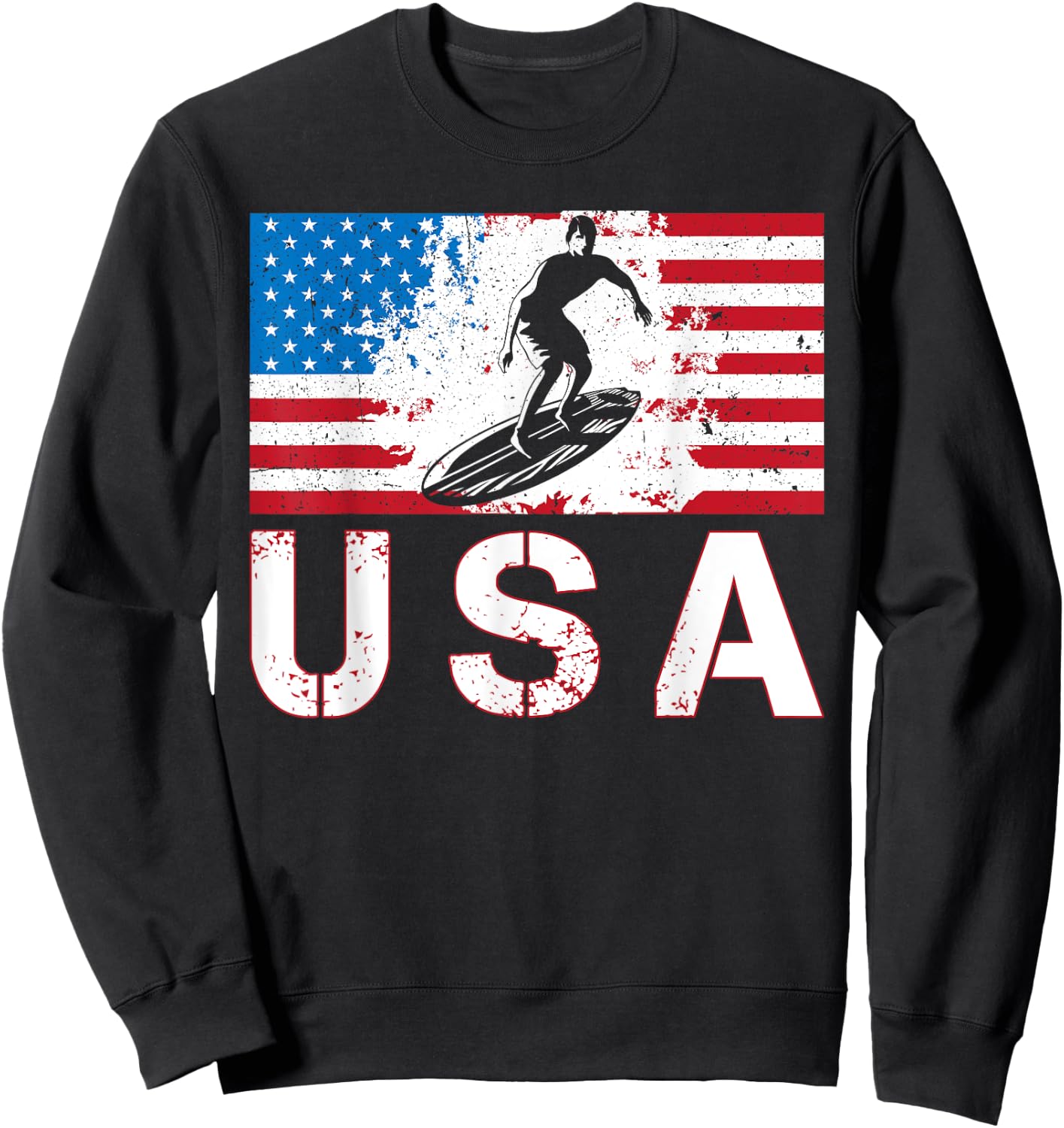 USA Surfing team American flag US Surfer men women kids Sweatshirt - Sweatshirt | Black