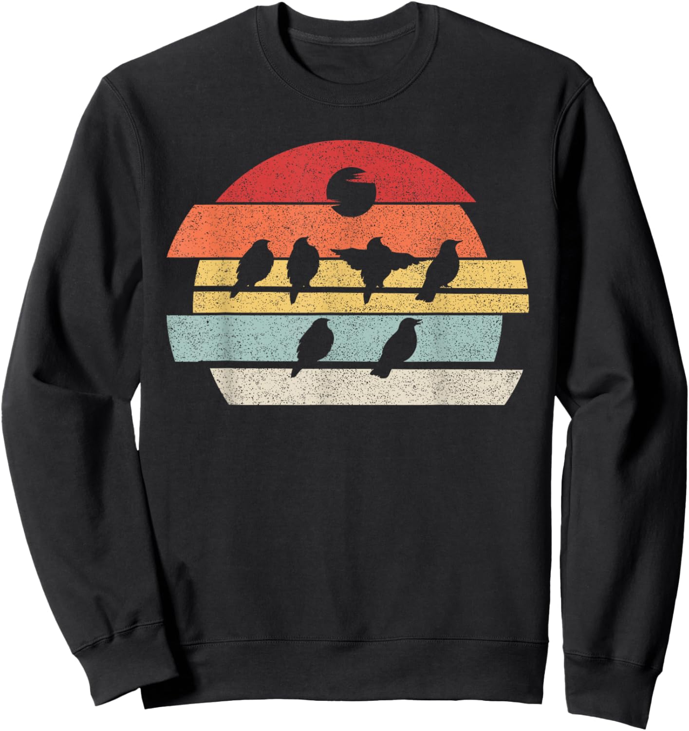 Vintage Retro Birds Shirt Birds On A Wire Nature Birds Lover Sweatshirt - Sweatshirt | Black