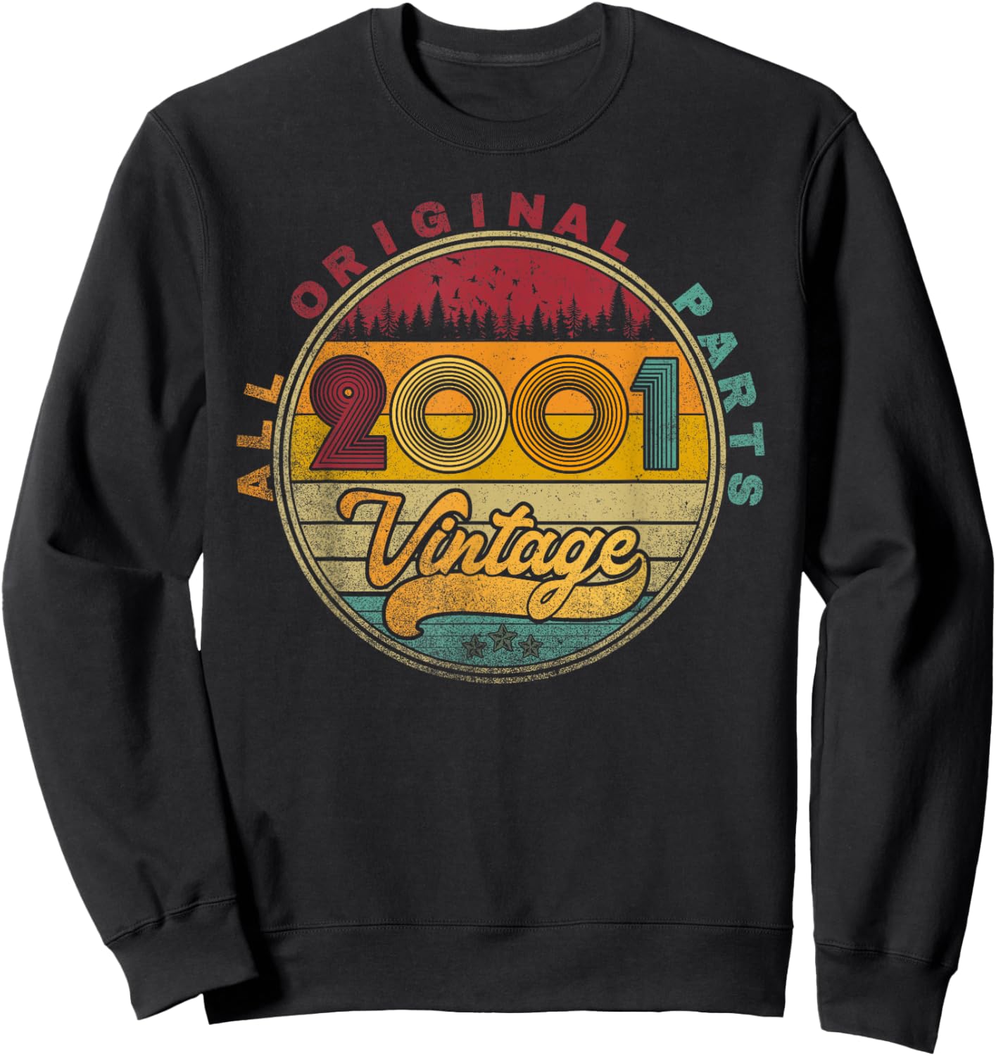 Vintage 2001 24th Birthday Gift 24 Years Old Men Women Retro Sweatshirt - Sweatshirt | Black