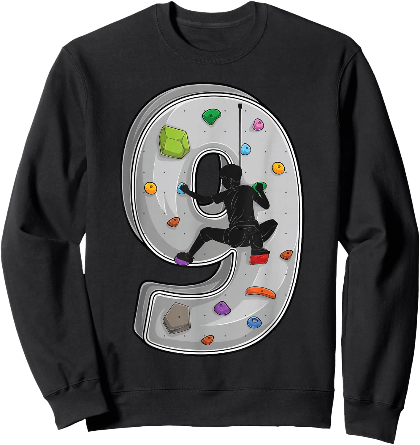9 year old rock climbing 9th birthday Adventures Climber Sweatshirt - Sweatshirt | Black