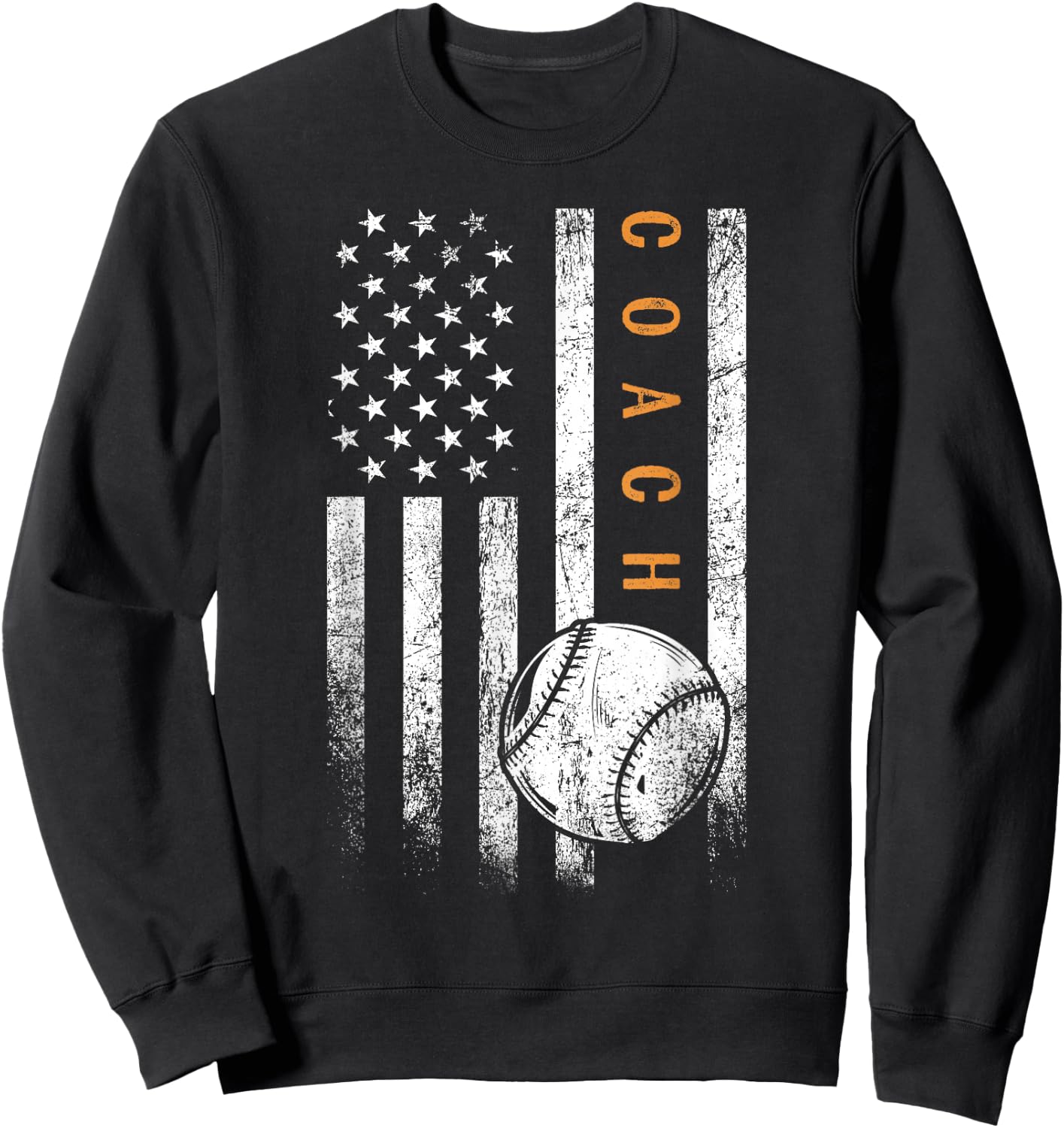 Baseball Coach American Flag Baseball Trainer Coaching Sweatshirt - Sweatshirt | Black