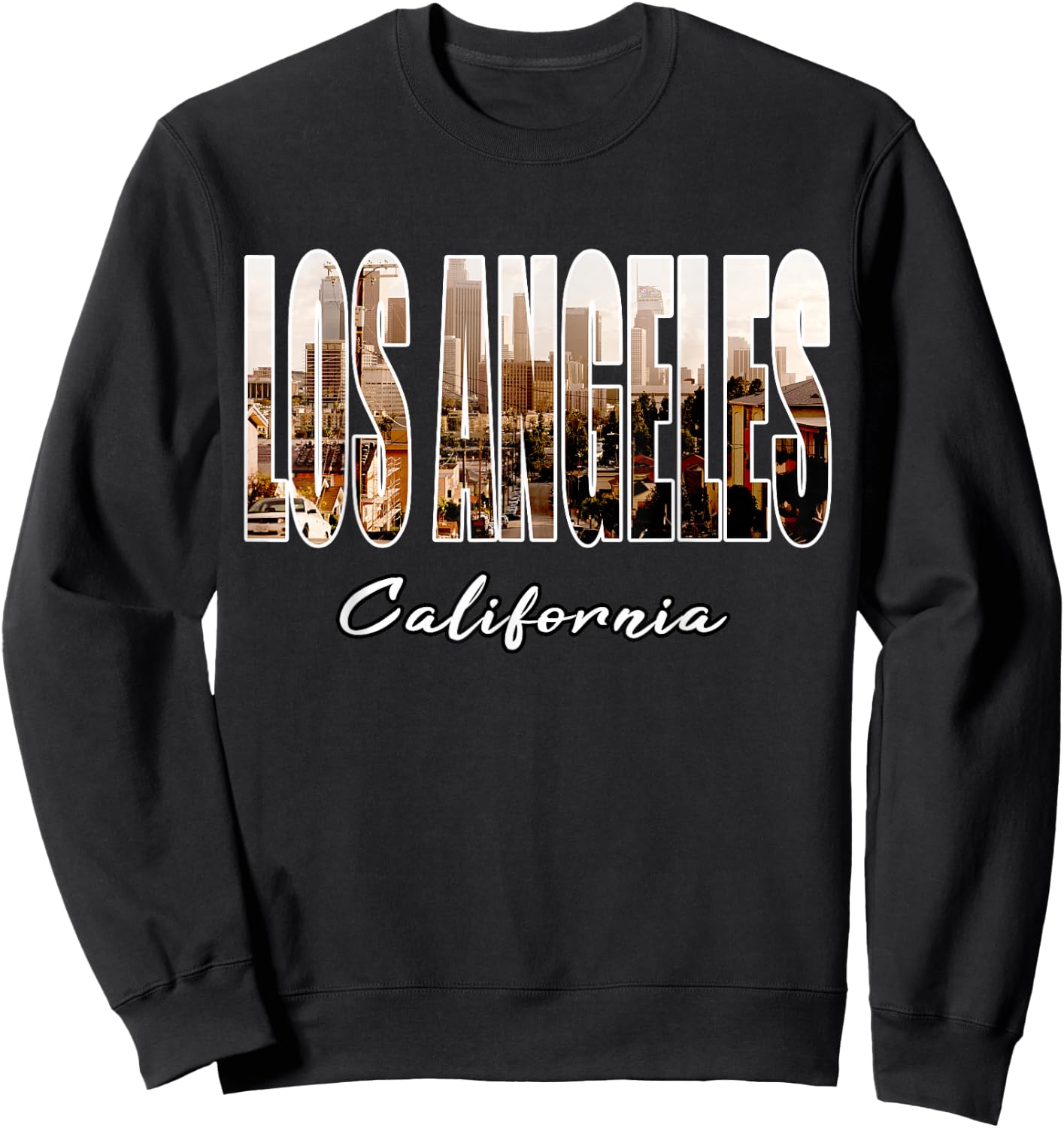 Los Angeles California Font Skyline Urban Photography LA Sweatshirt - Sweatshirt | Black