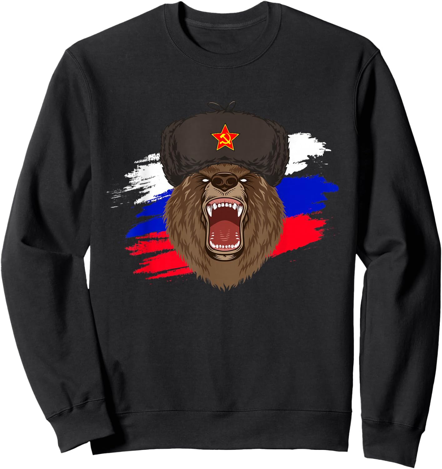 Russian Flag Russia Russian Bear Sweatshirt - Sweatshirt | Black
