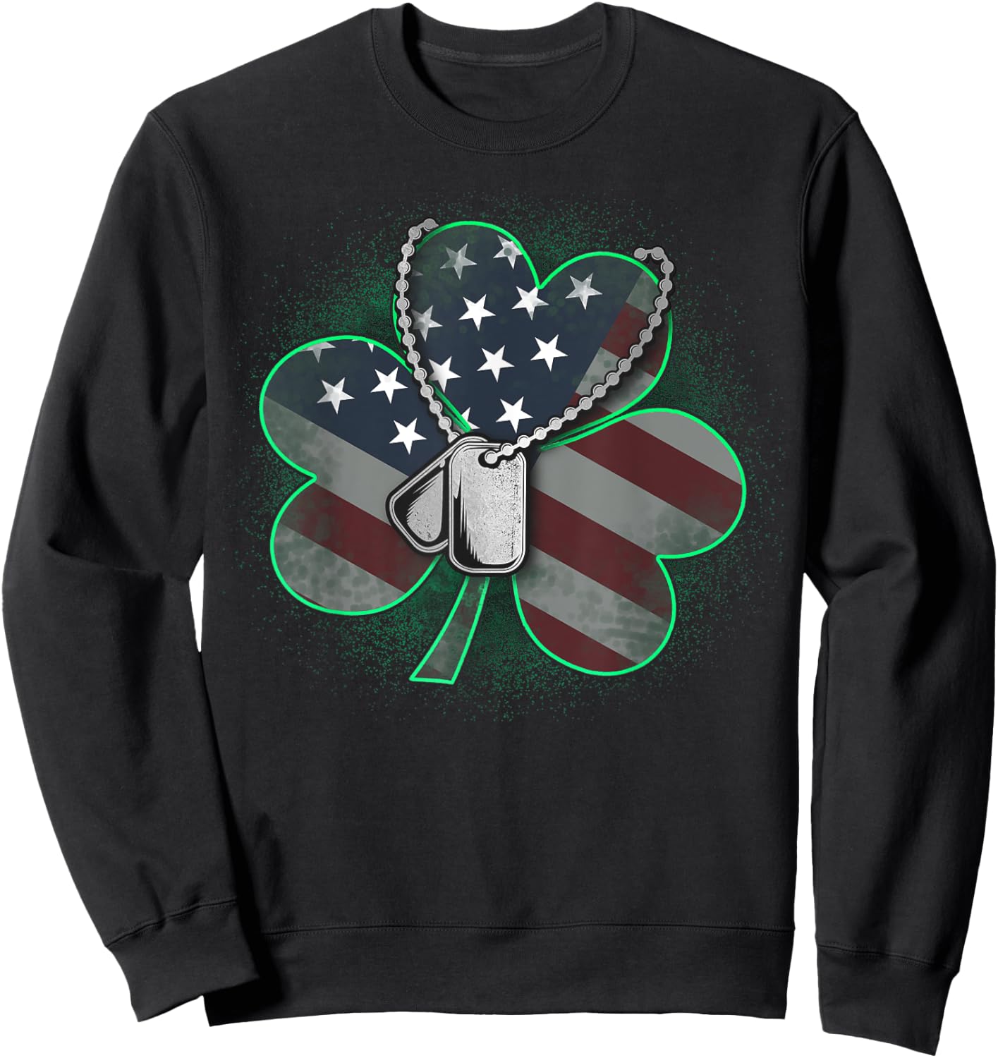 Veteran and Military St Patrick's Day Clover Sweatshirt - Sweatshirt | Black