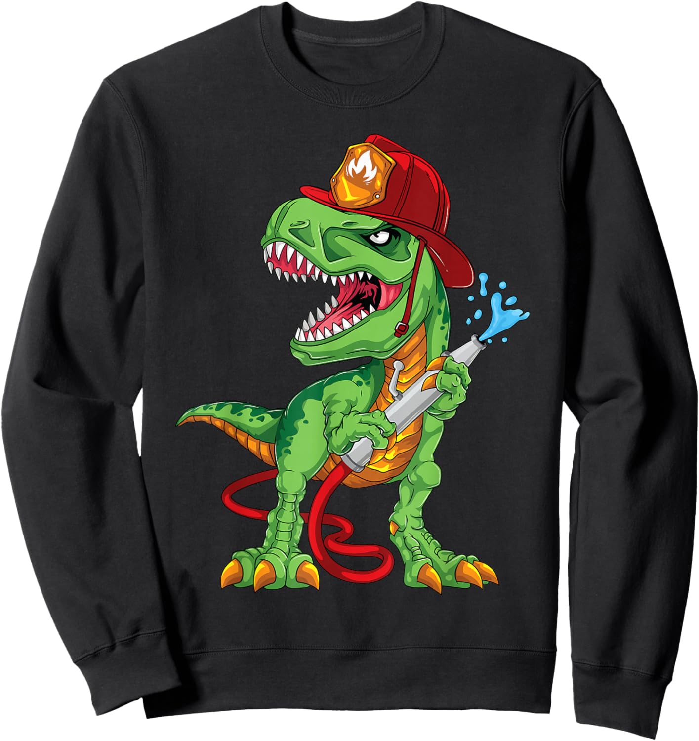 Firefighter Dinosaur T-rex Outfit For Fireman Firetruck Boys Sweatshirt - Sweatshirt | Black