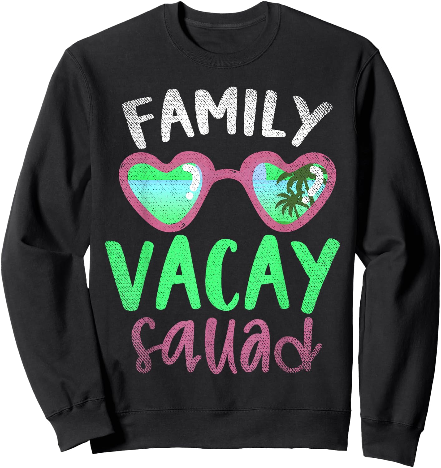 Family Vacay Squad Tropic Summer Palm Trees Family Vacation Sweatshirt - Sweatshirt | Black