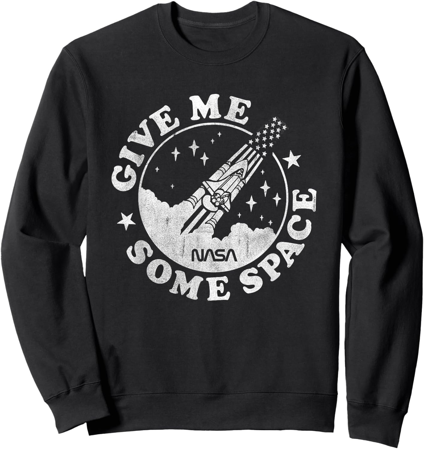 NASA Give Me Some Space Round Rocket Logo Space Science Sweatshirt - Sweatshirt | Black