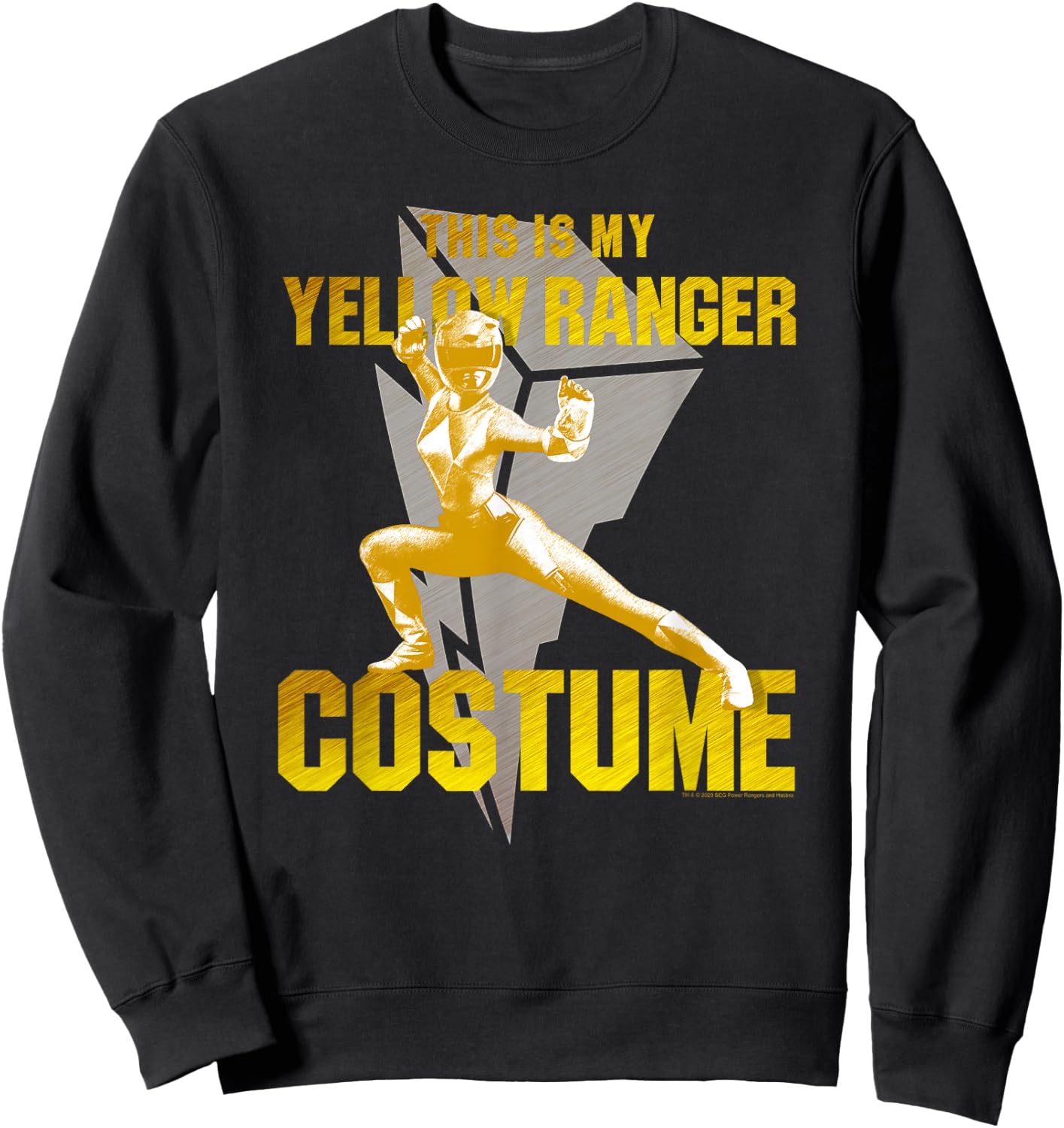 Power Rangers This is My Yellow Ranger Costume Battle Pose Sweatshirt - Sweatshirt | Black
