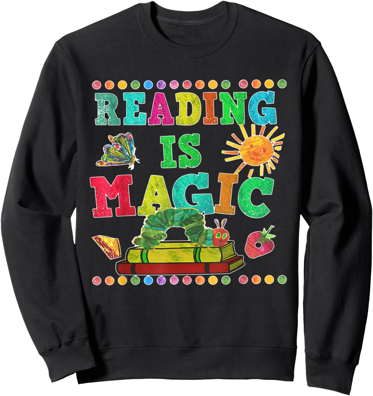 Reading Is Magical Book Lover Teacher Girls Woman Sweatshirt - Sweatshirt | Black