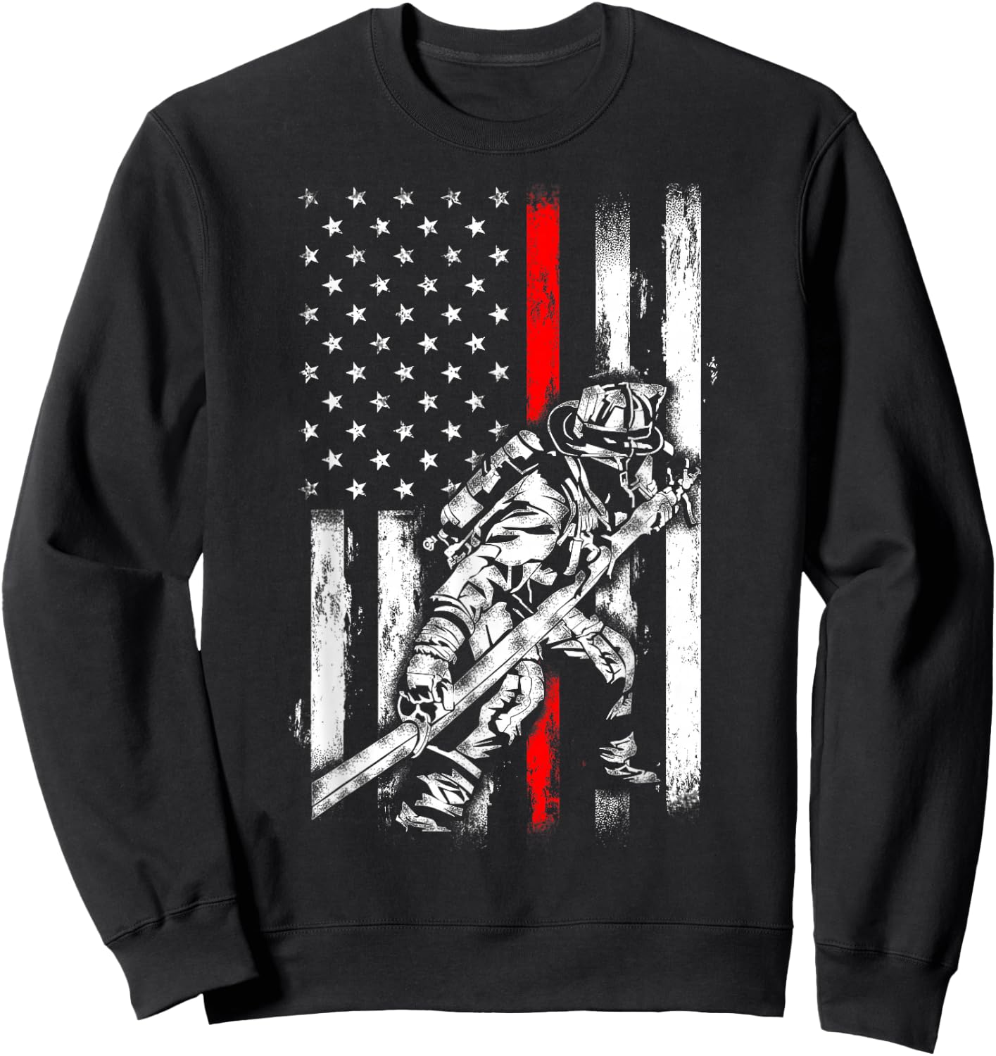 Firefighter American Flag for US Fireman Sweatshirt - Sweatshirt | Black