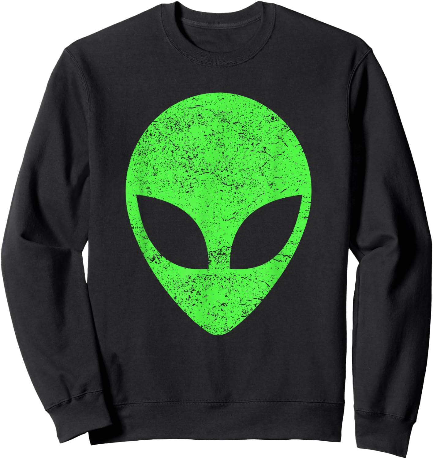 Green Alien Head Distressed Vintage Storm Area 51 Sweatshirt - Sweatshirt | Black