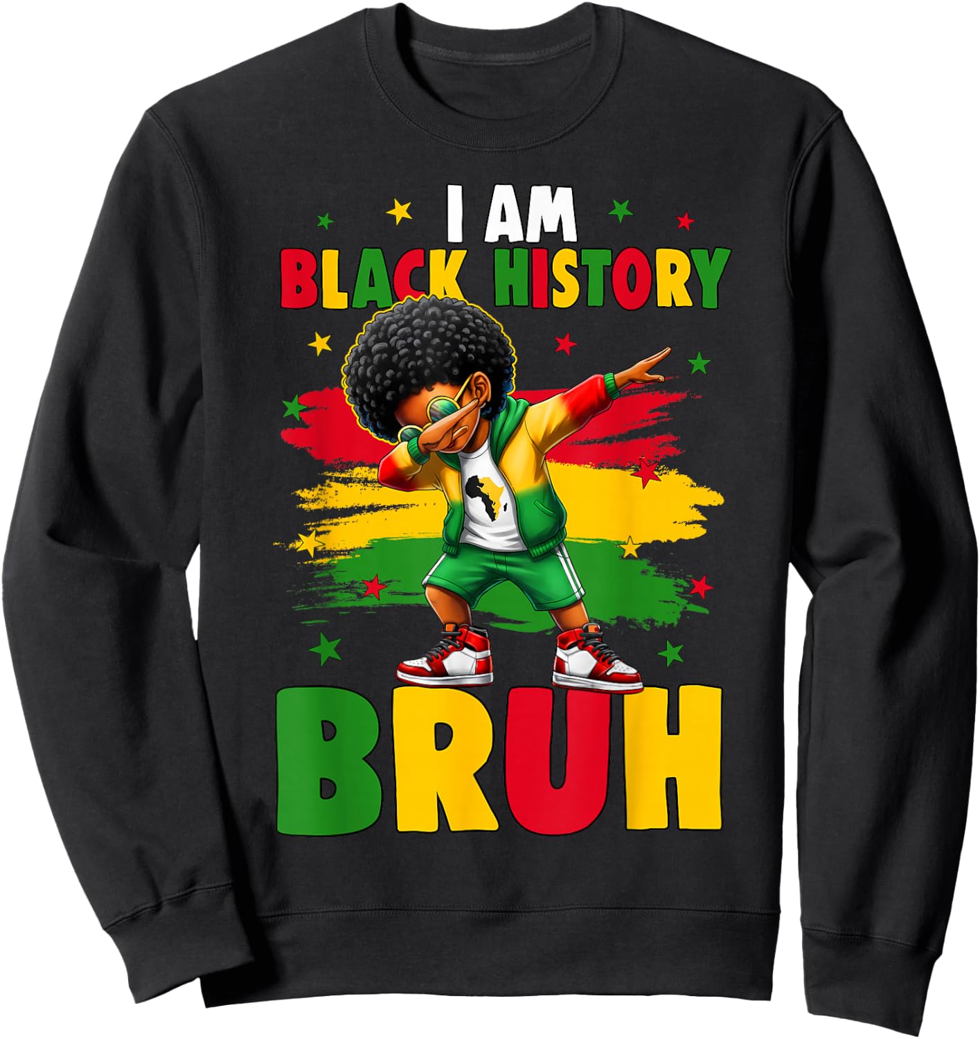 I Am Black History Bruh Dabbing Kid Black History Month Boys Sweatshirt - Sweatshirt | Black