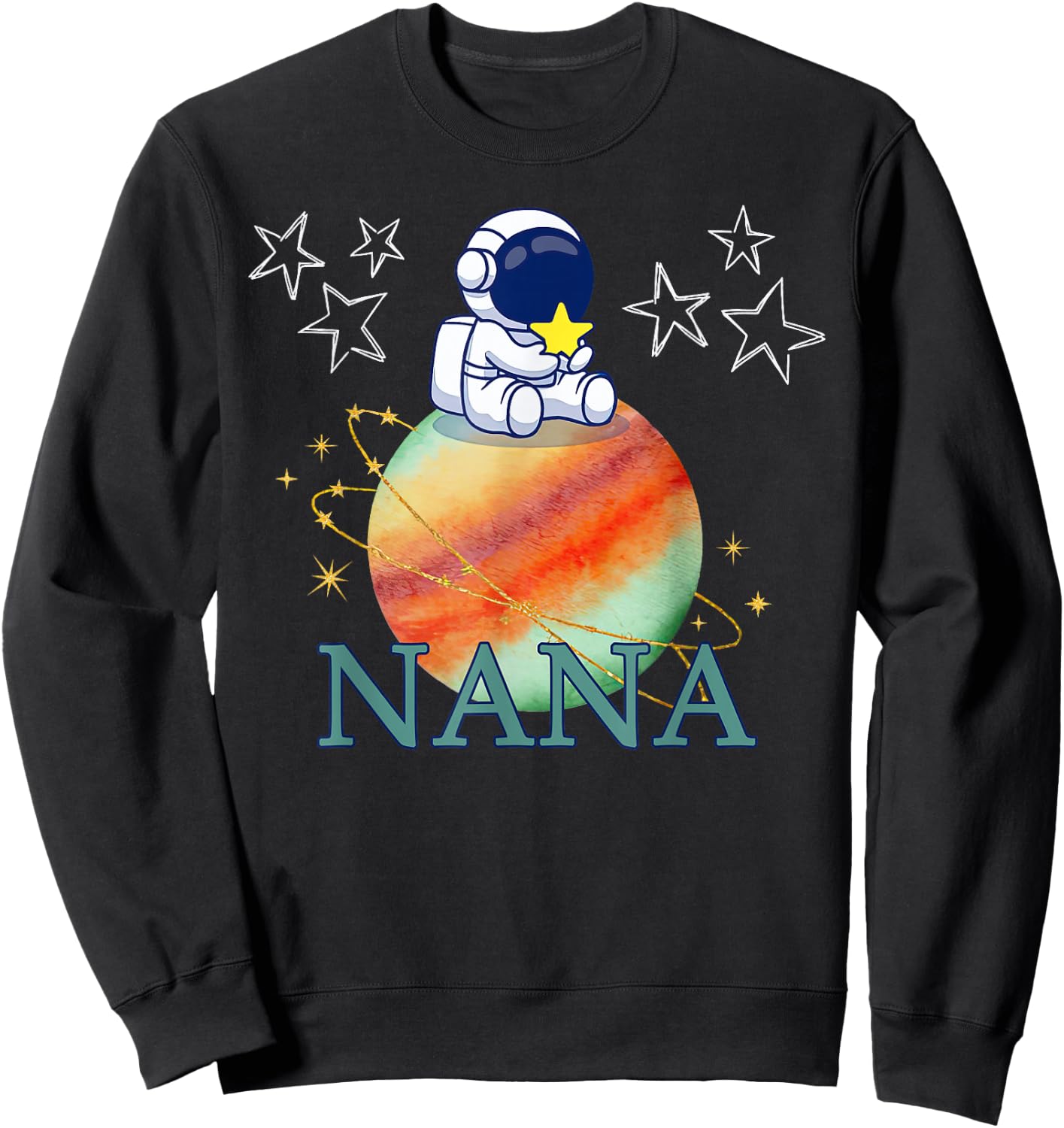 Nana Outer Space Astronaut Birthday Family Mathcing Sweatshirt - Sweatshirt | Black
