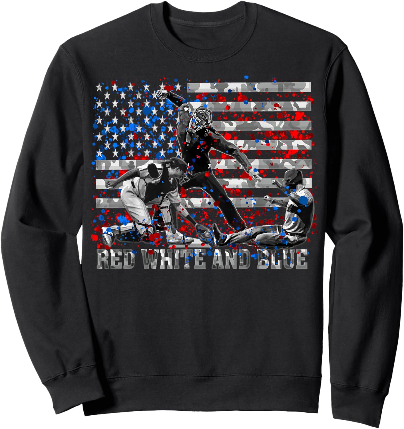 American Flag Patriotic Funny Baseball Umpire Blue Gift Sweatshirt - Sweatshirt | Black
