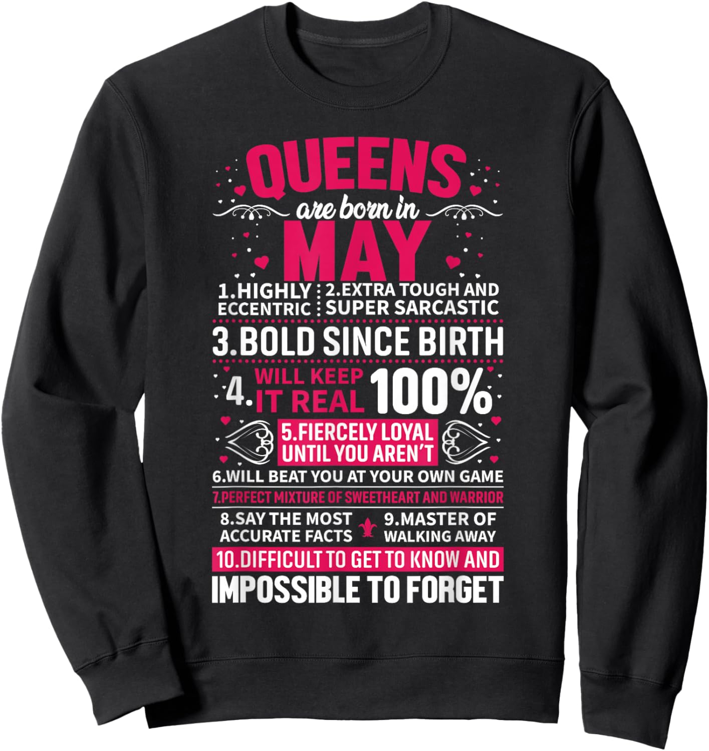 Queens Are Born in May Sweatshirt - Sweatshirt | Black