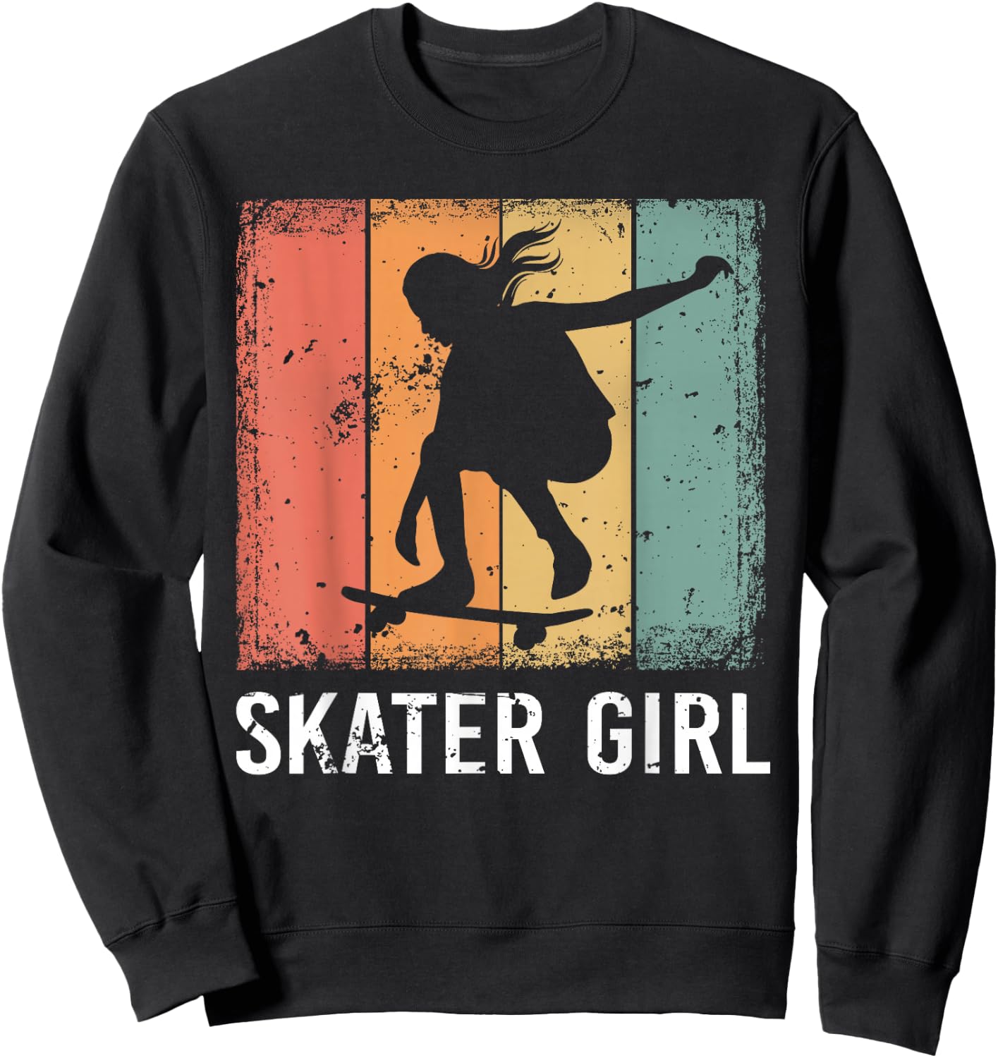 Cool Skater Art Women Girls Skateboarding Skateboard Skating Sweatshirt - Sweatshirt | Black