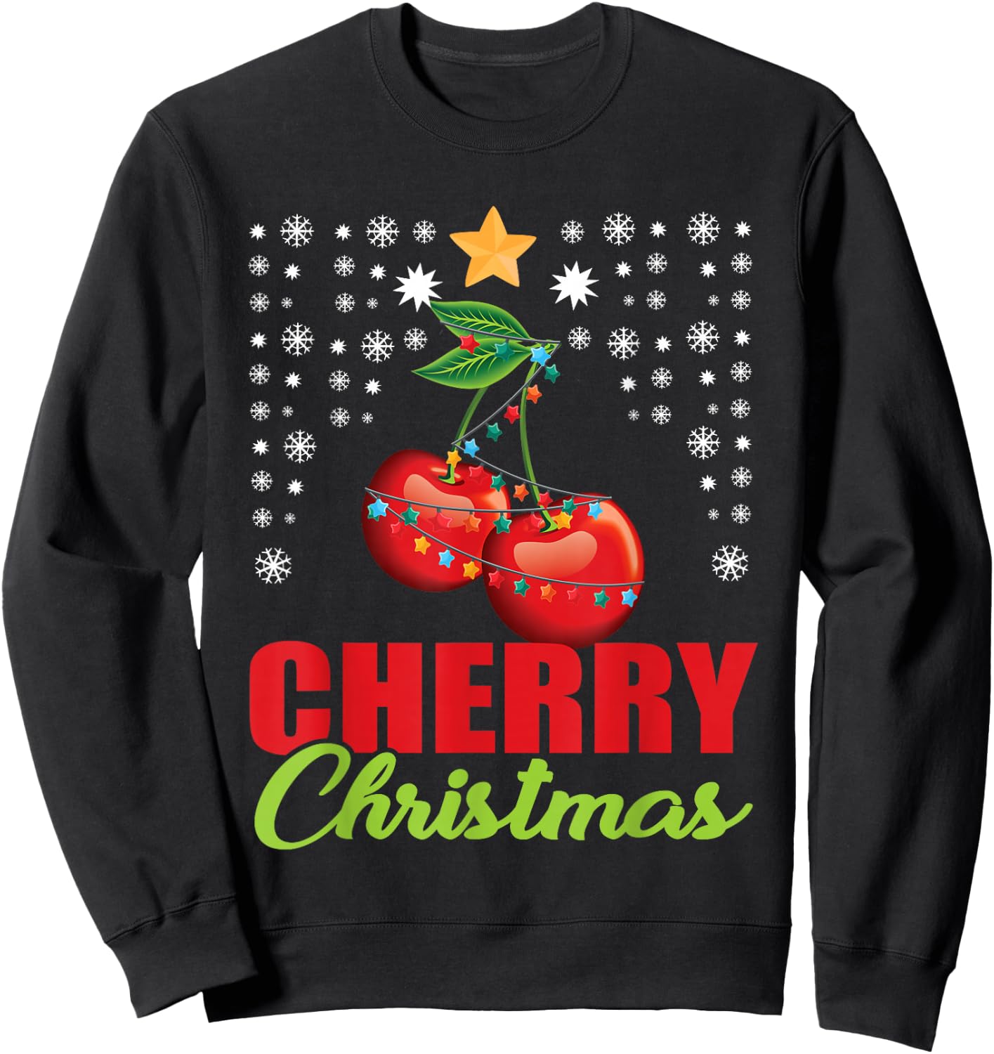 Great Cherrie Gifts Funny Fruit Lover Gift -Adults, Kids Black Modern Classic Christmas Cherry Small Sweatshirt - Sweatshirt | Black