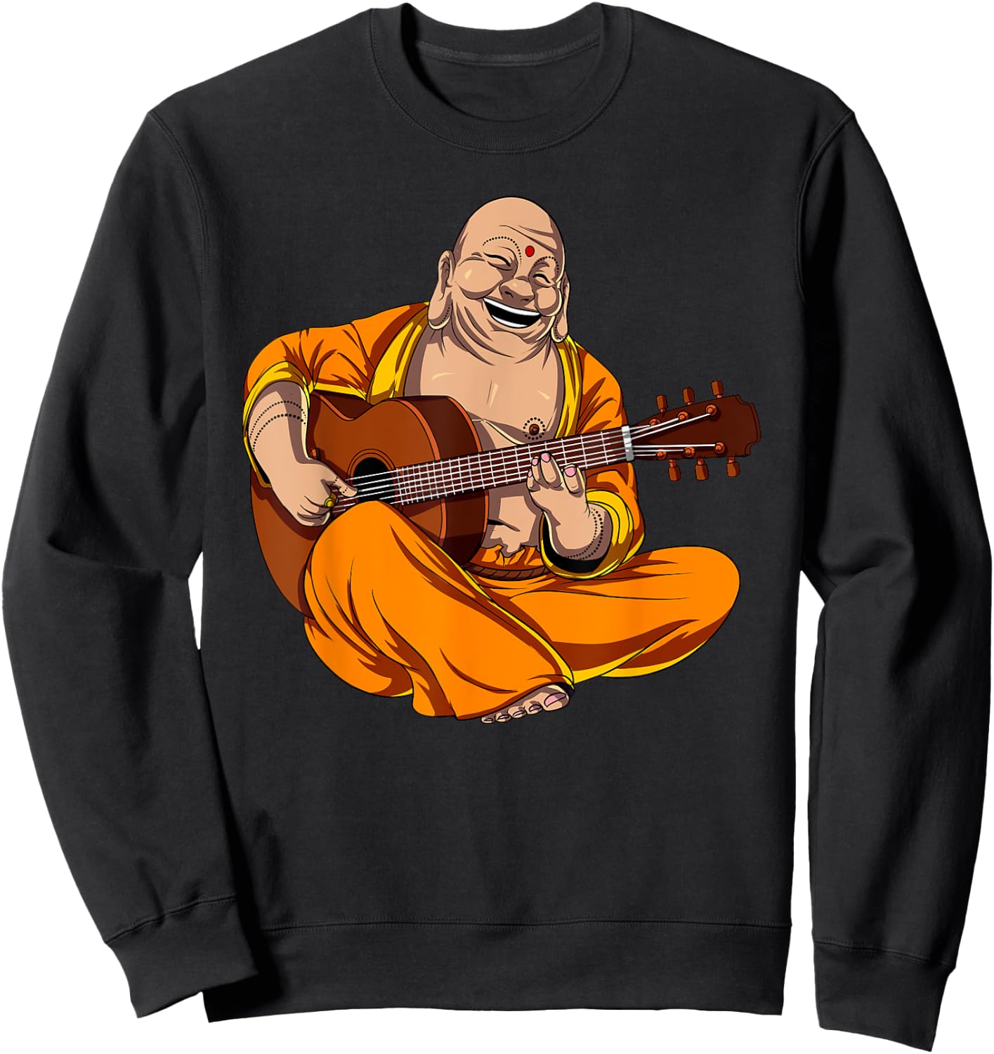 Buddha Playing Guitar Zen Yoga Meditation Funny Namaste Sweatshirt - Sweatshirt | Black