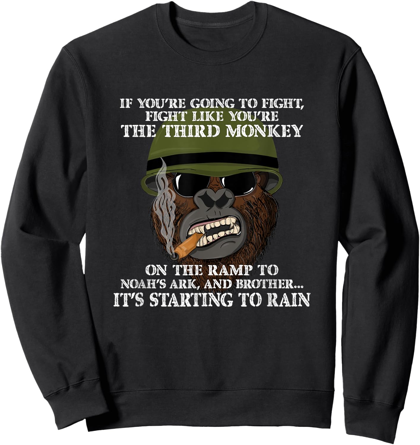 Fight Like the Third Monkey - Funny Boxing and MMA Meme Sweatshirt - Sweatshirt | Black