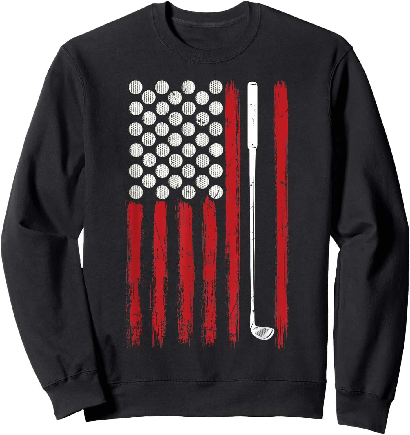 American Flag Golfing Golf Women Men Sweatshirt - Sweatshirt | Black