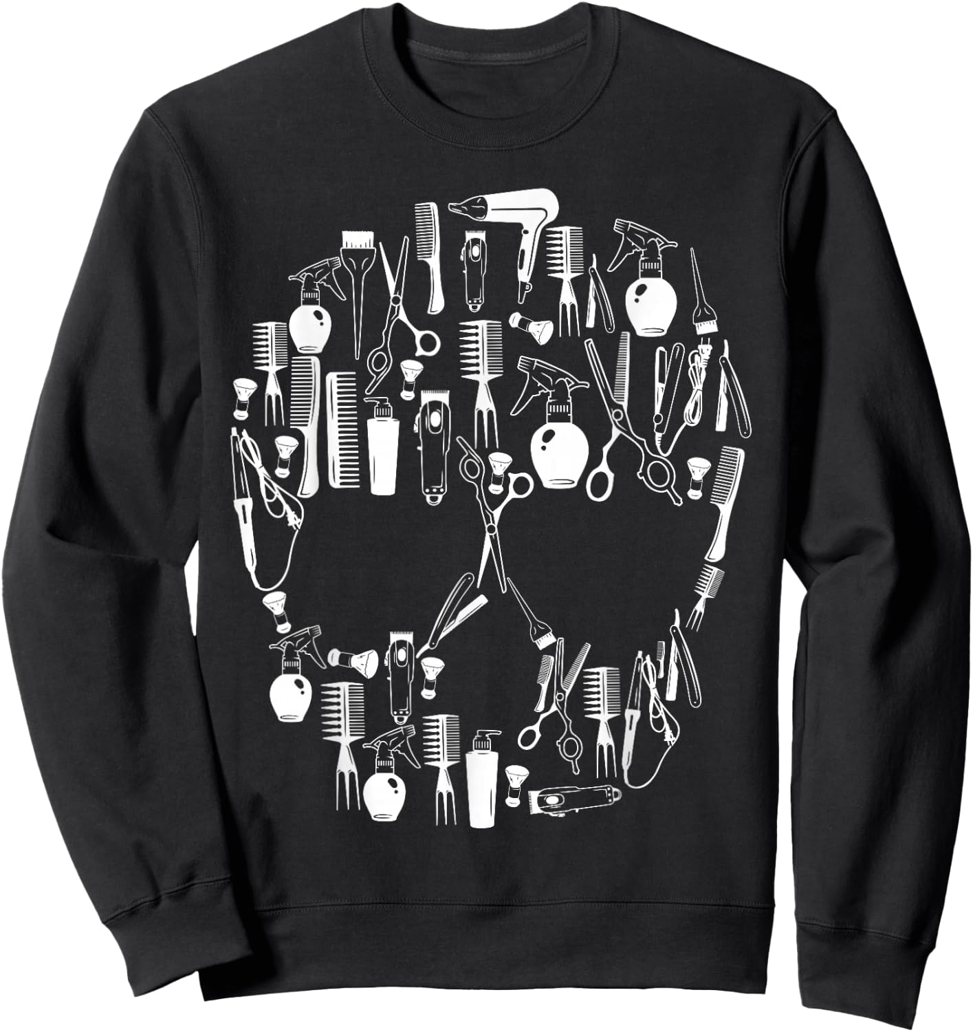Barber Skull Gift Hairdresser Hair Stylist Hairdresser Salon Sweatshirt - Sweatshirt | Black